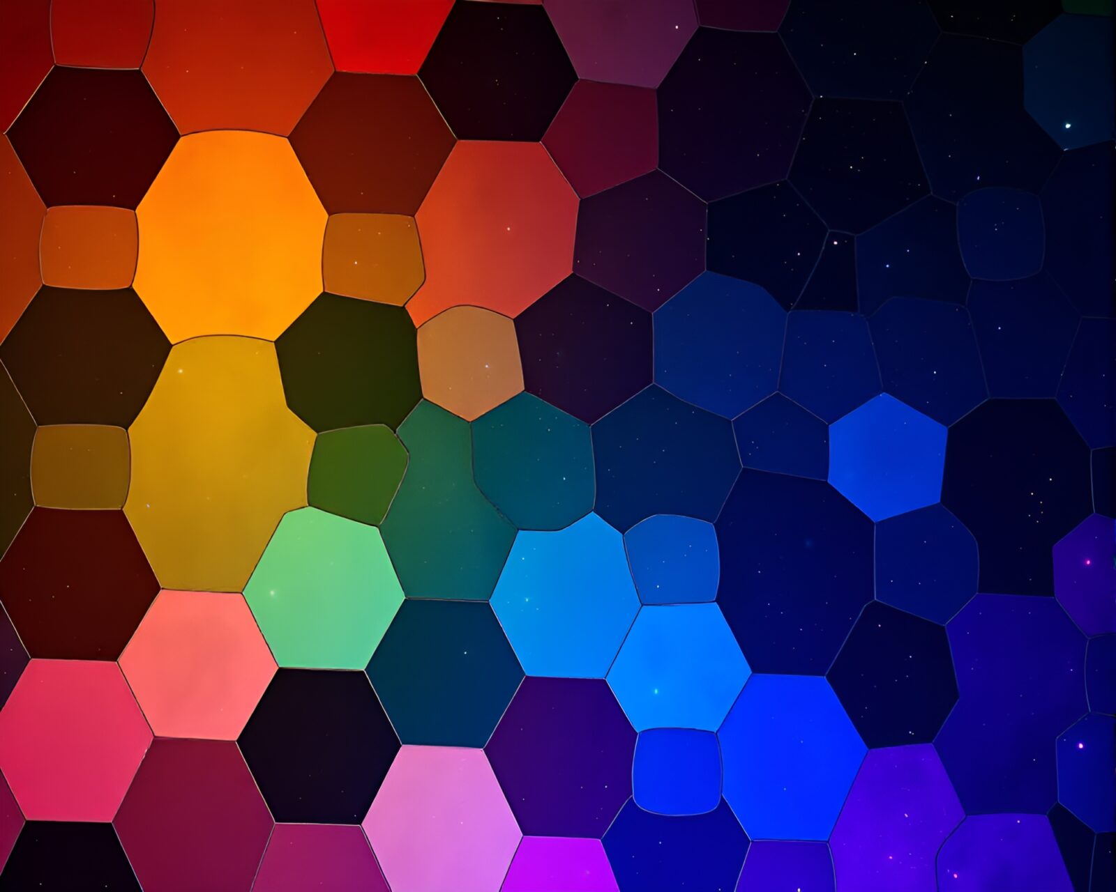 Abstract satellite view with hexagonal shapes in dim lighting
