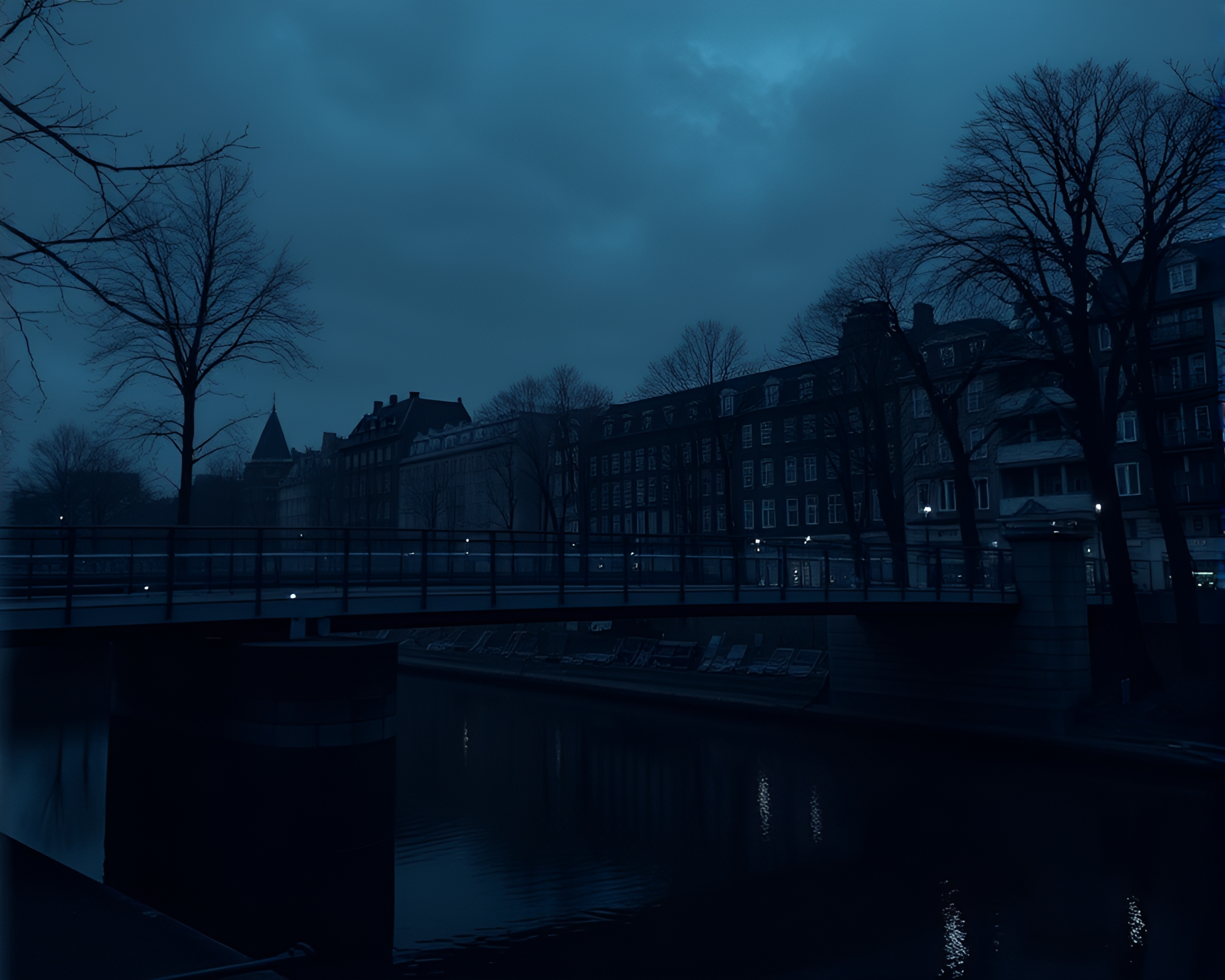 The Enigmatic Glass Bridge in Chiaroscuro Lighting – free AI stock image