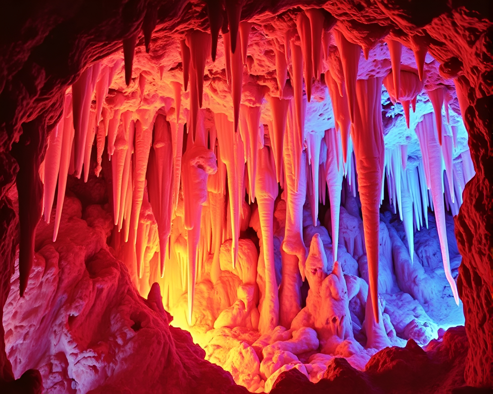 Stalactite Collage Illuminated by Thermal Porchlight – free AI stock image