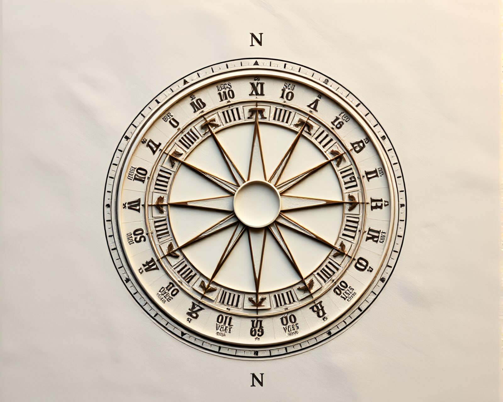 Intricate medical illustration of pocket sundial on textured paper
