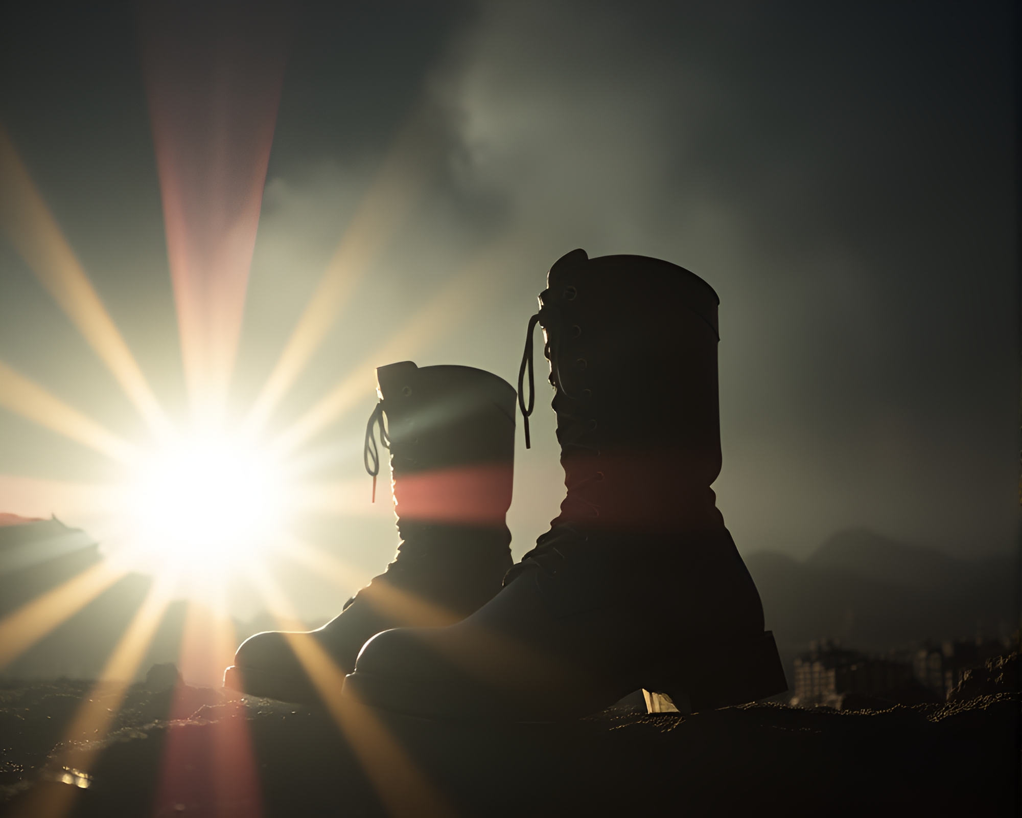 Dystopian Gravity Boots in Dramatic Lens Flare Light – free AI stock image