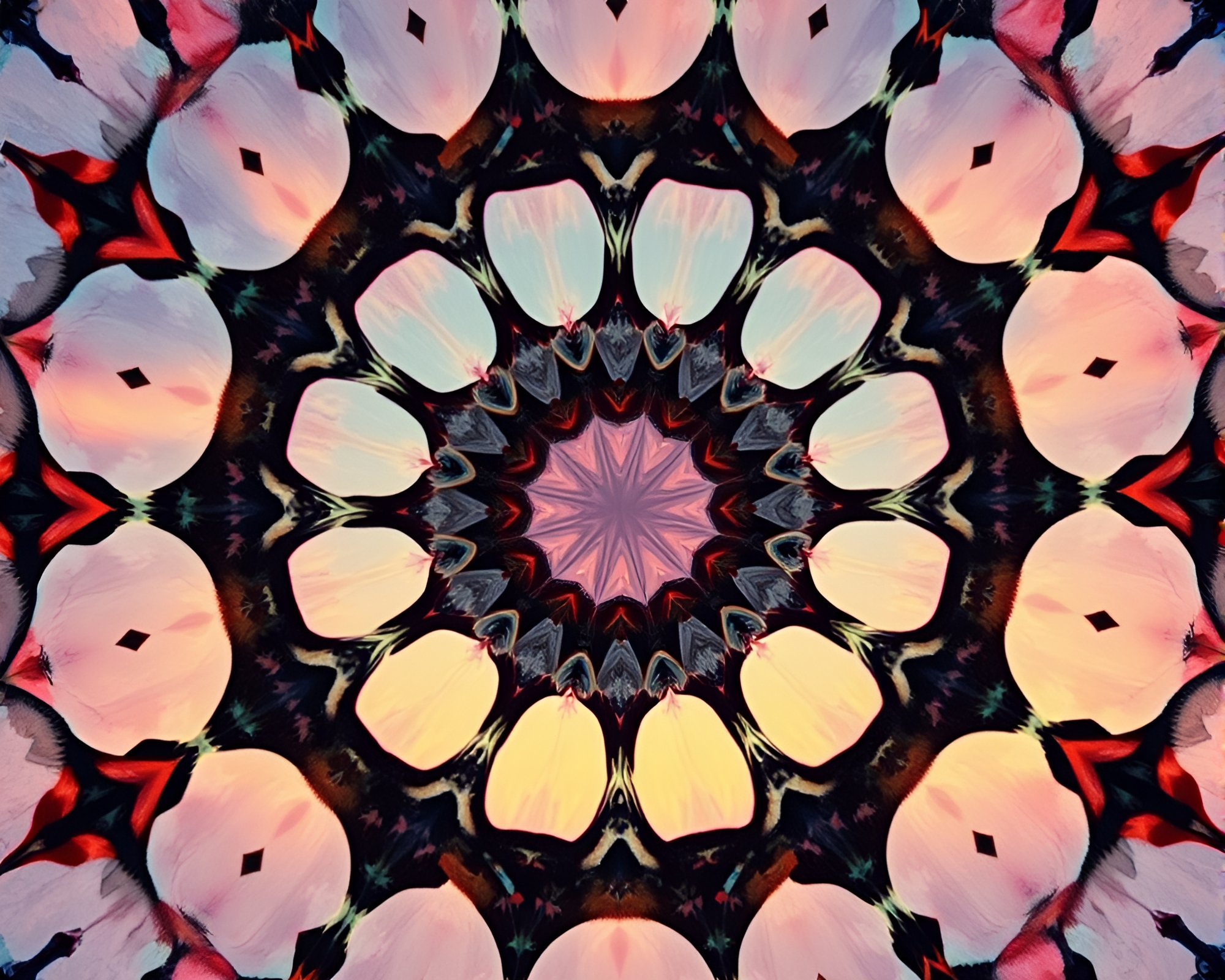 Mystical Sunrise Kaleidoscope Dadaist Collage – free AI stock image