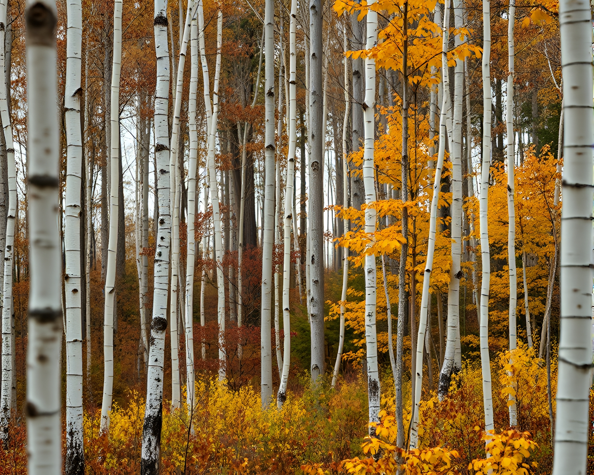 Enchanted Autumn Forest Close-Up in Tenebrism Style – free AI stock image