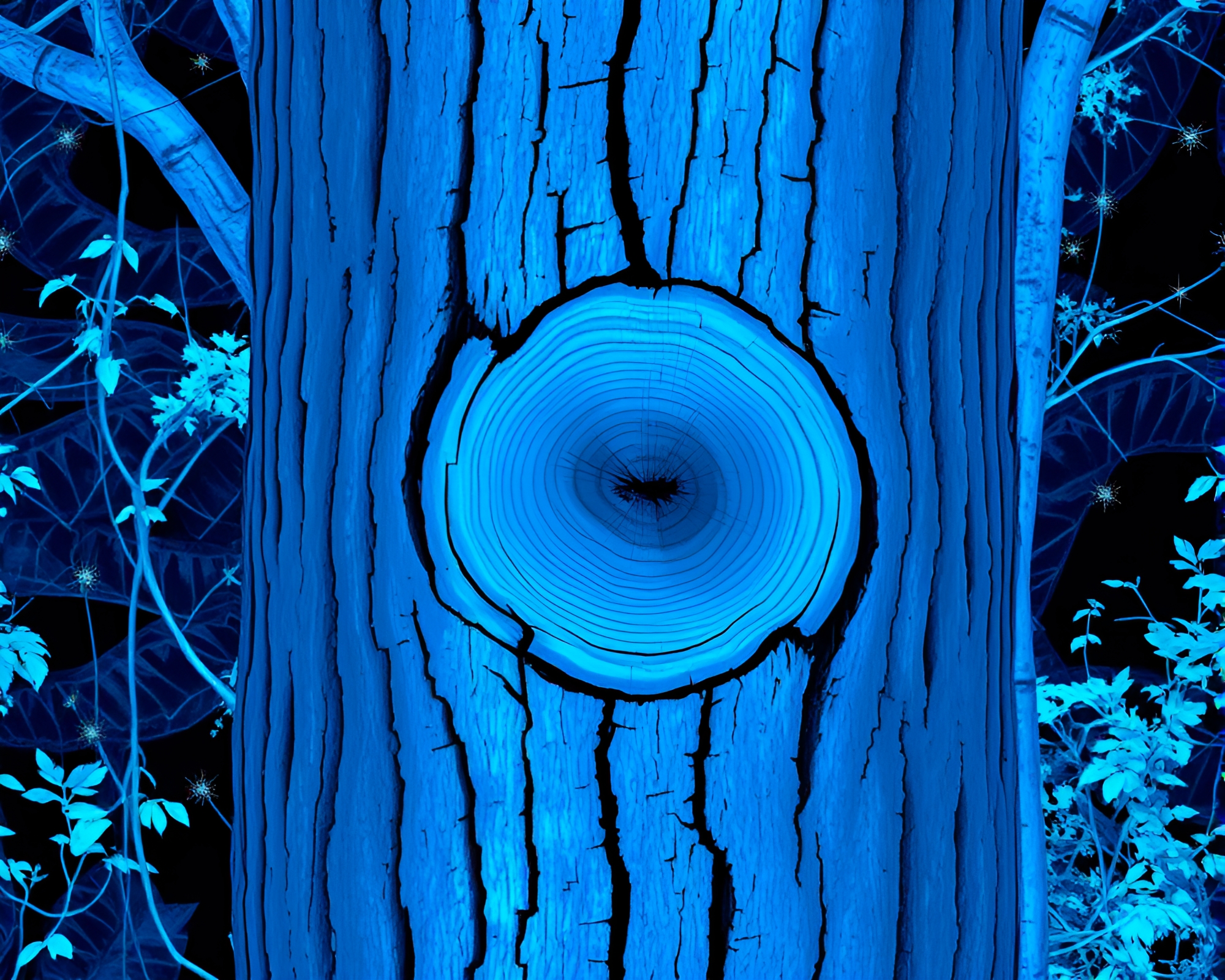 Mystical Jungle Thermal Image with Tree Ring Pattern – free AI stock image