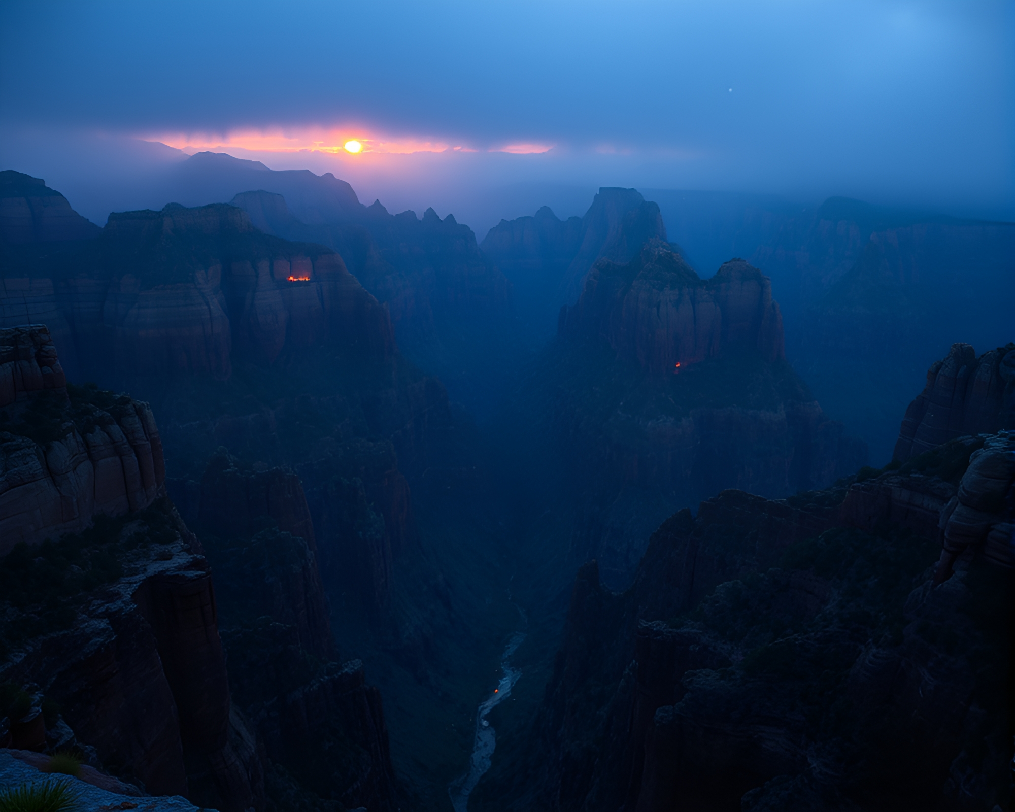 Glistening Dew Drops in Candlelit Canyon – free AI stock image