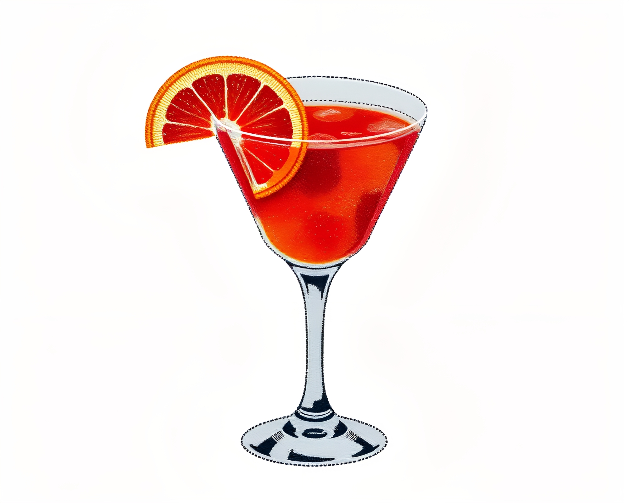 Algorithmic Blood Orange Cocktail Embroidery – free AI stock image