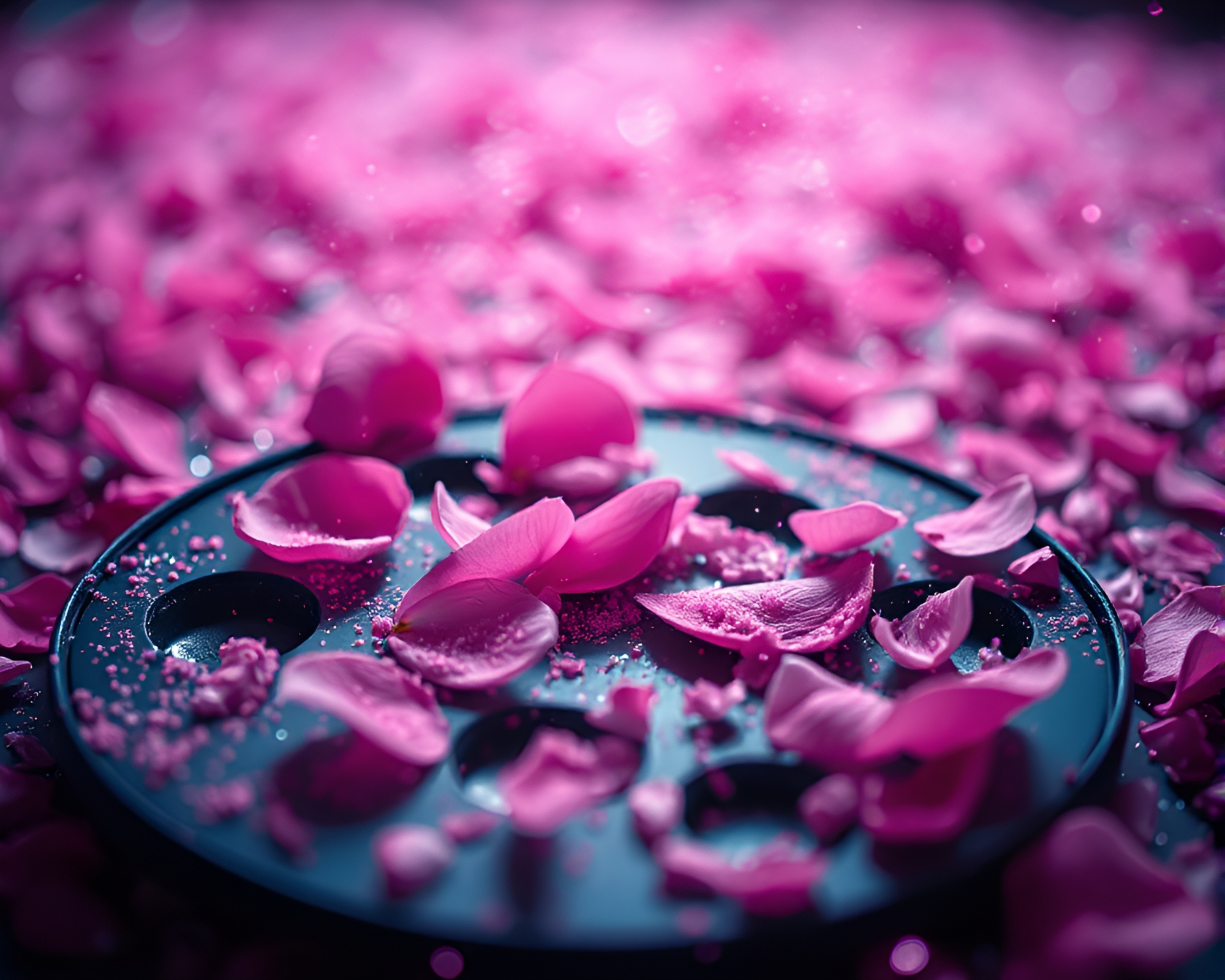 Cosmic Flower Petals Under Microscope – free AI stock image