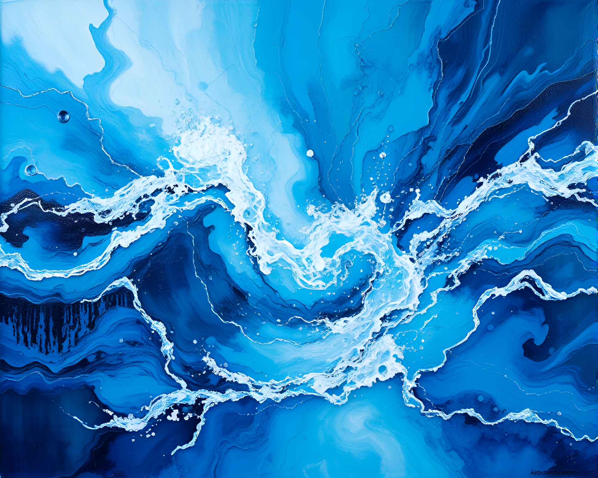 Oceanic Zoom Burst in Tempera Oil Painting – free AI stock image