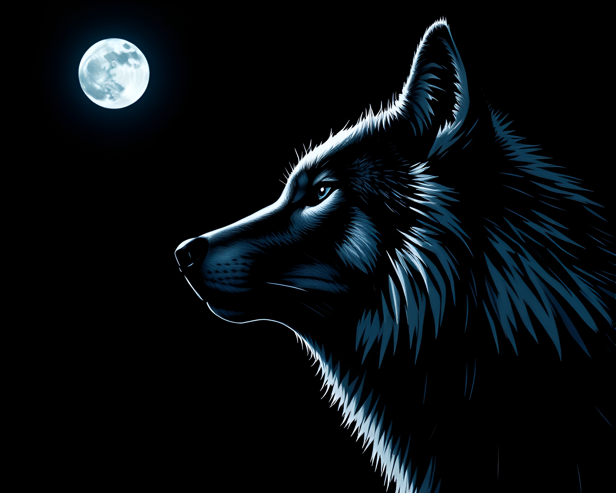 Moonlit Cubist Wolf in Tilted Monochrome Perspective – free AI stock image