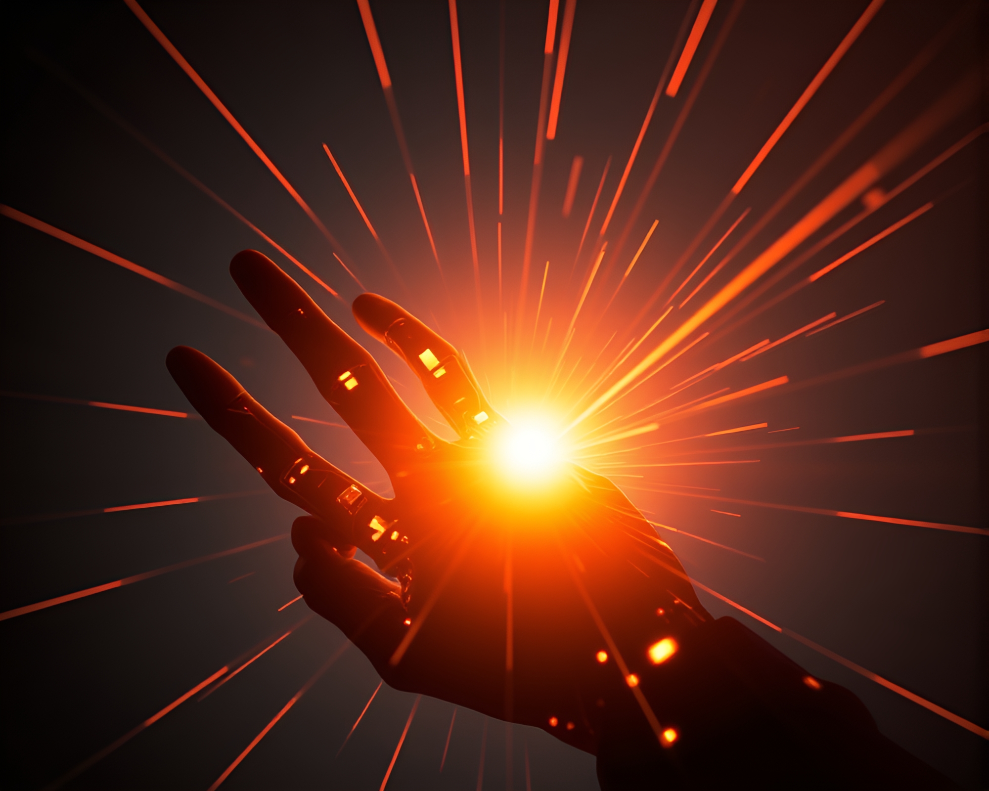 Cybernetic Hand Zoom Burst Silhouette Design – free AI stock image