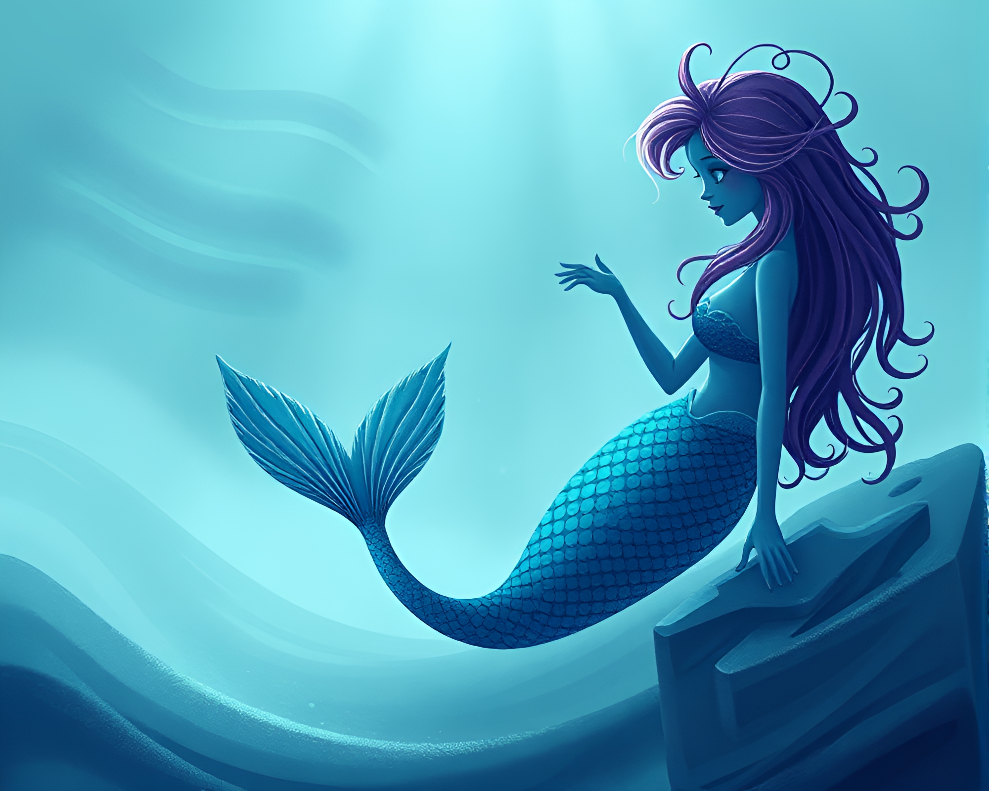 Enchanting Mermaid with Unique Fingerprint Swirl Design – free AI stock image