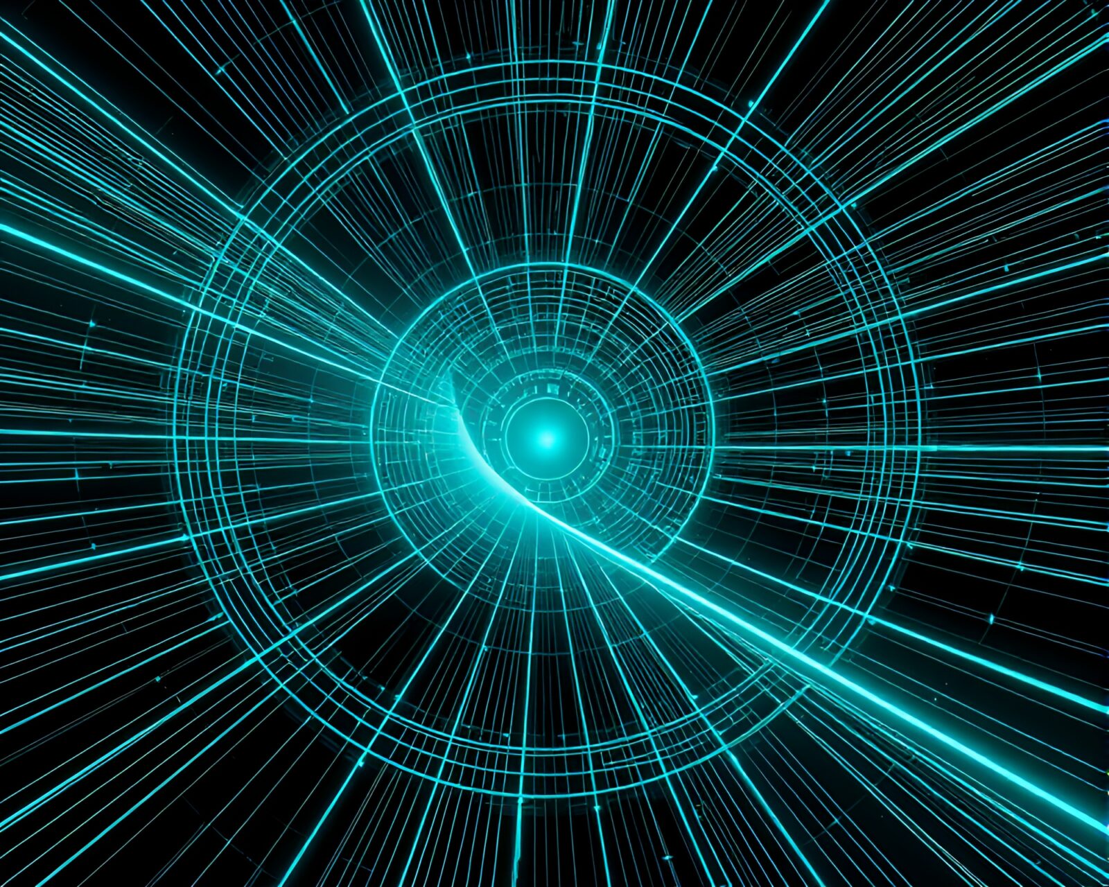 Abstract zero-point energy reactor in calming turquoise light