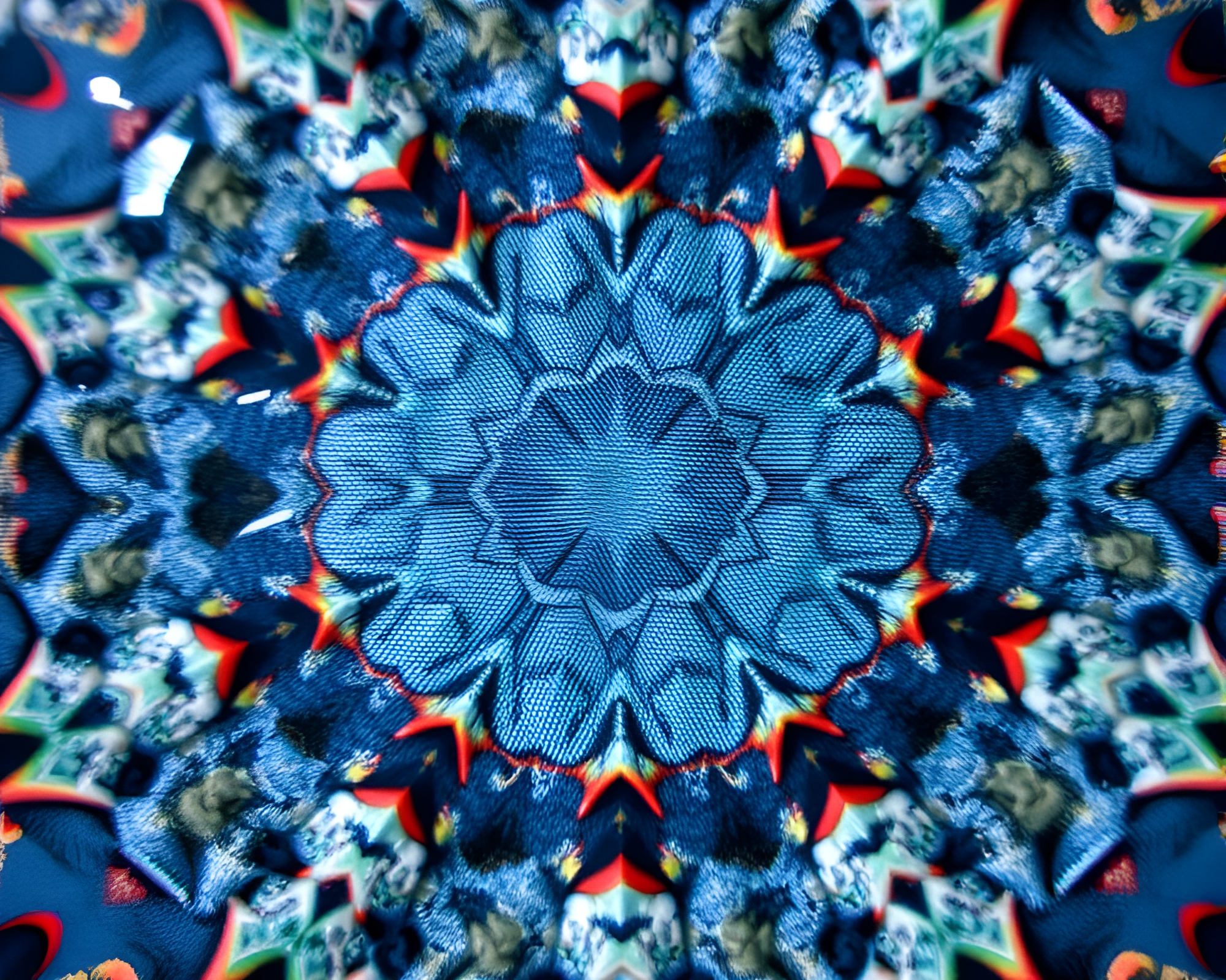 Ley Line Splintered Kaleidoscope: 3D Denim Fragments – free AI stock image