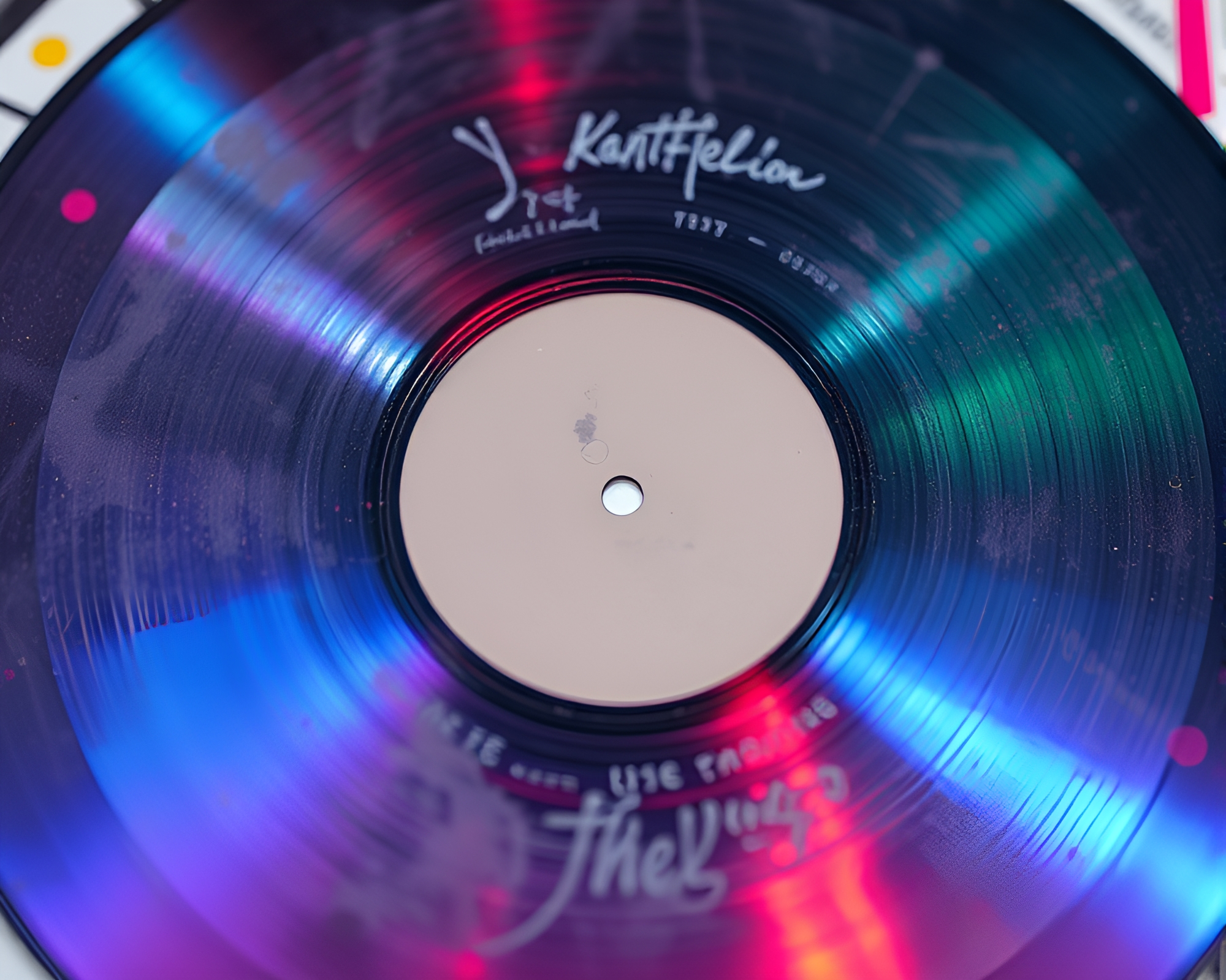 Vinyl record in holographic graffiti universe – free AI stock image
