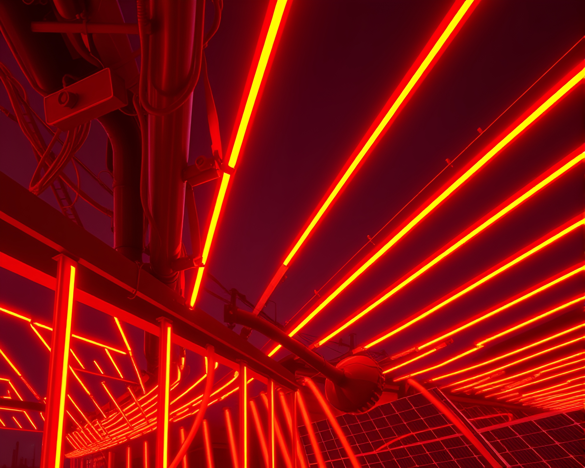 Neon Solar Array in Comic Book Style – free AI stock image