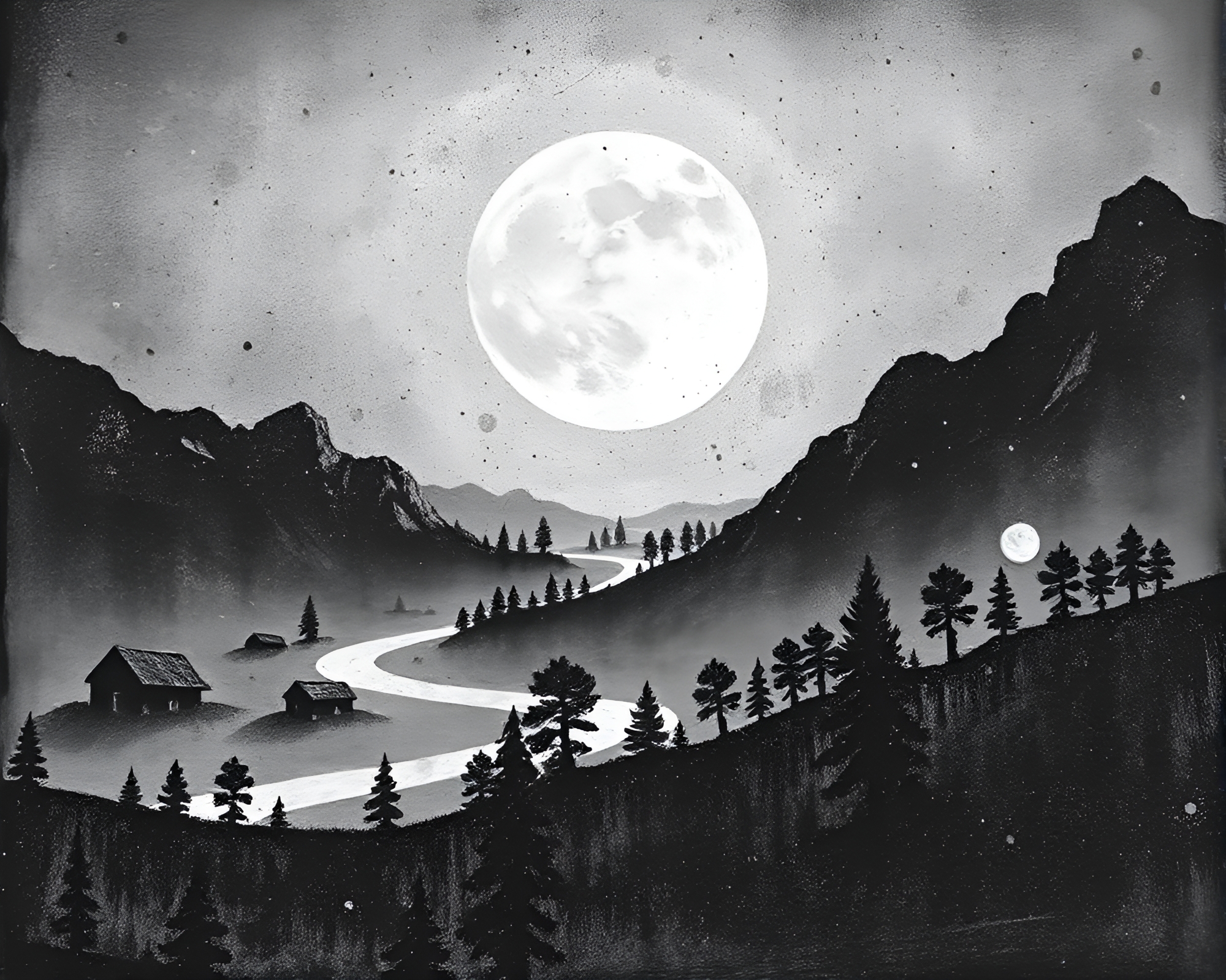 Acrylic Lunar Landscape: Optical Illusion Etching – free AI stock image