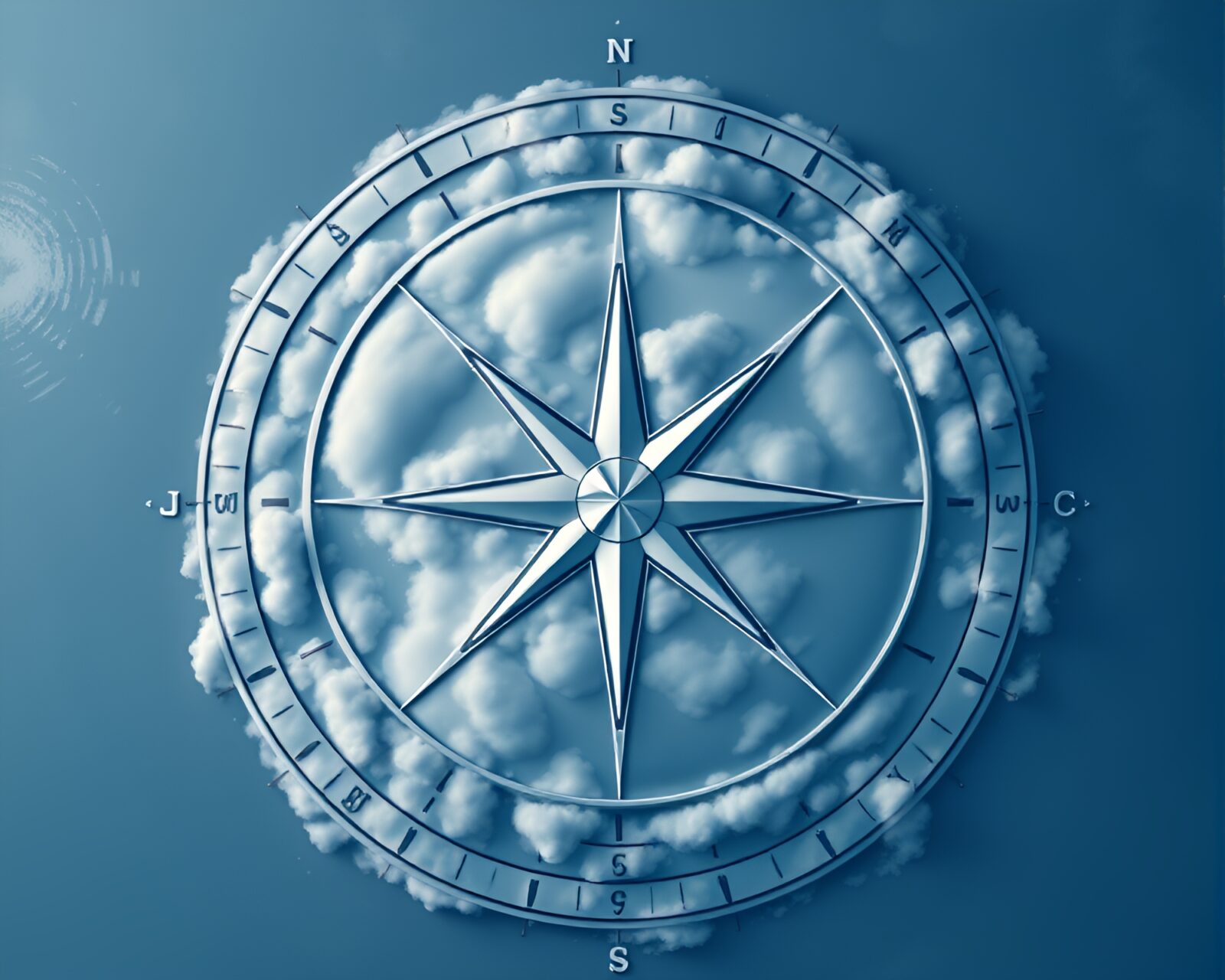A stunning sky filled with intricate compass-shaped cloud formations