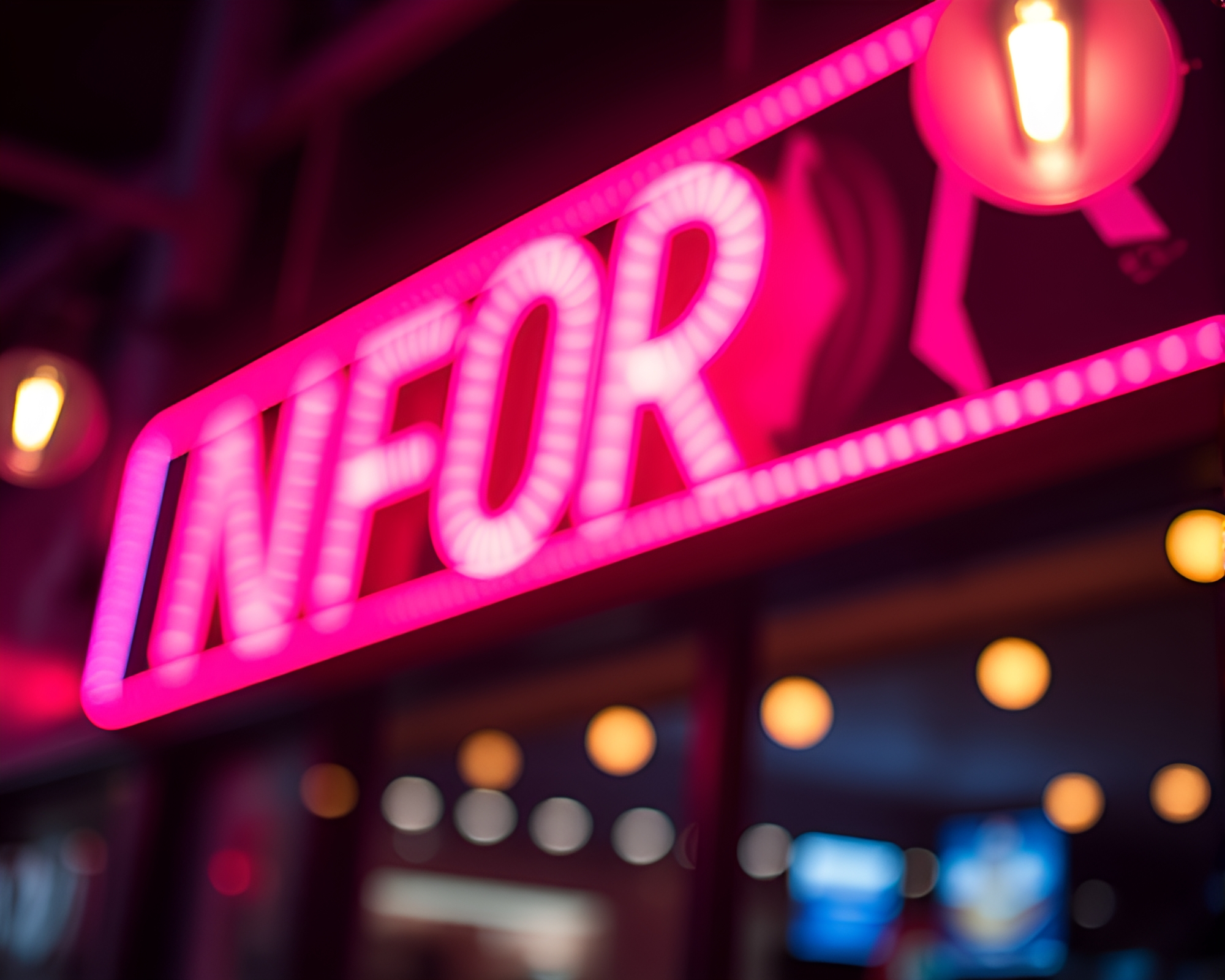 Vibrant Neon Cityscape with Chromatic Aberration – free AI stock image