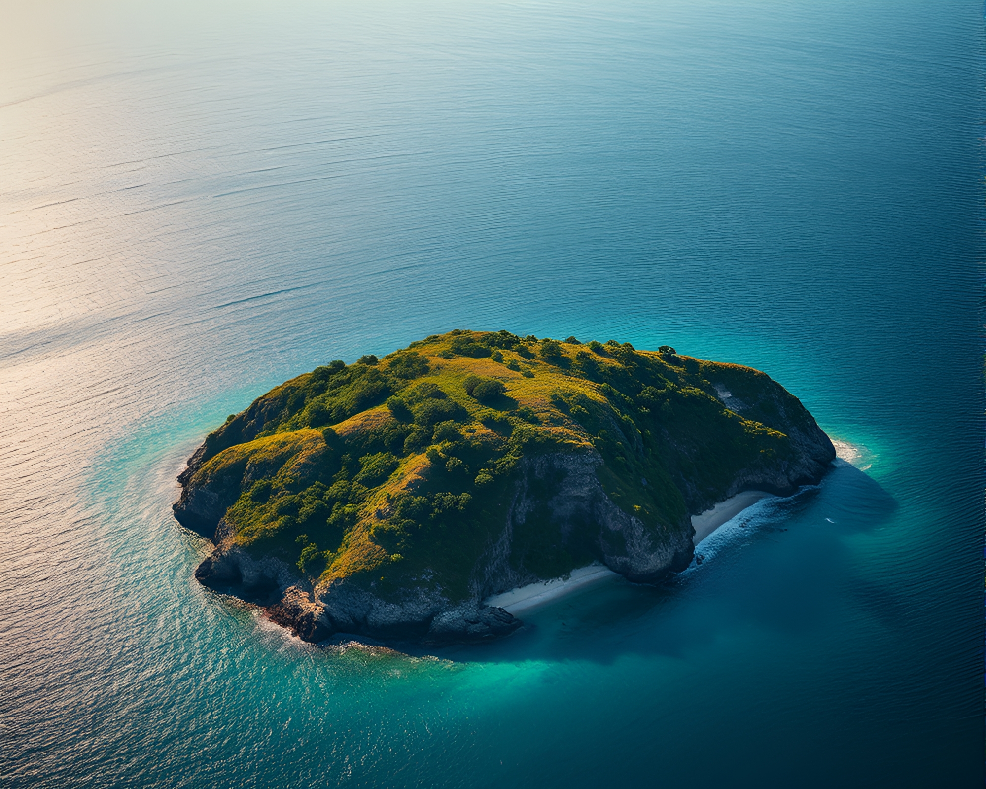 Twilight Glow on Oil-Rich Island – free AI stock image