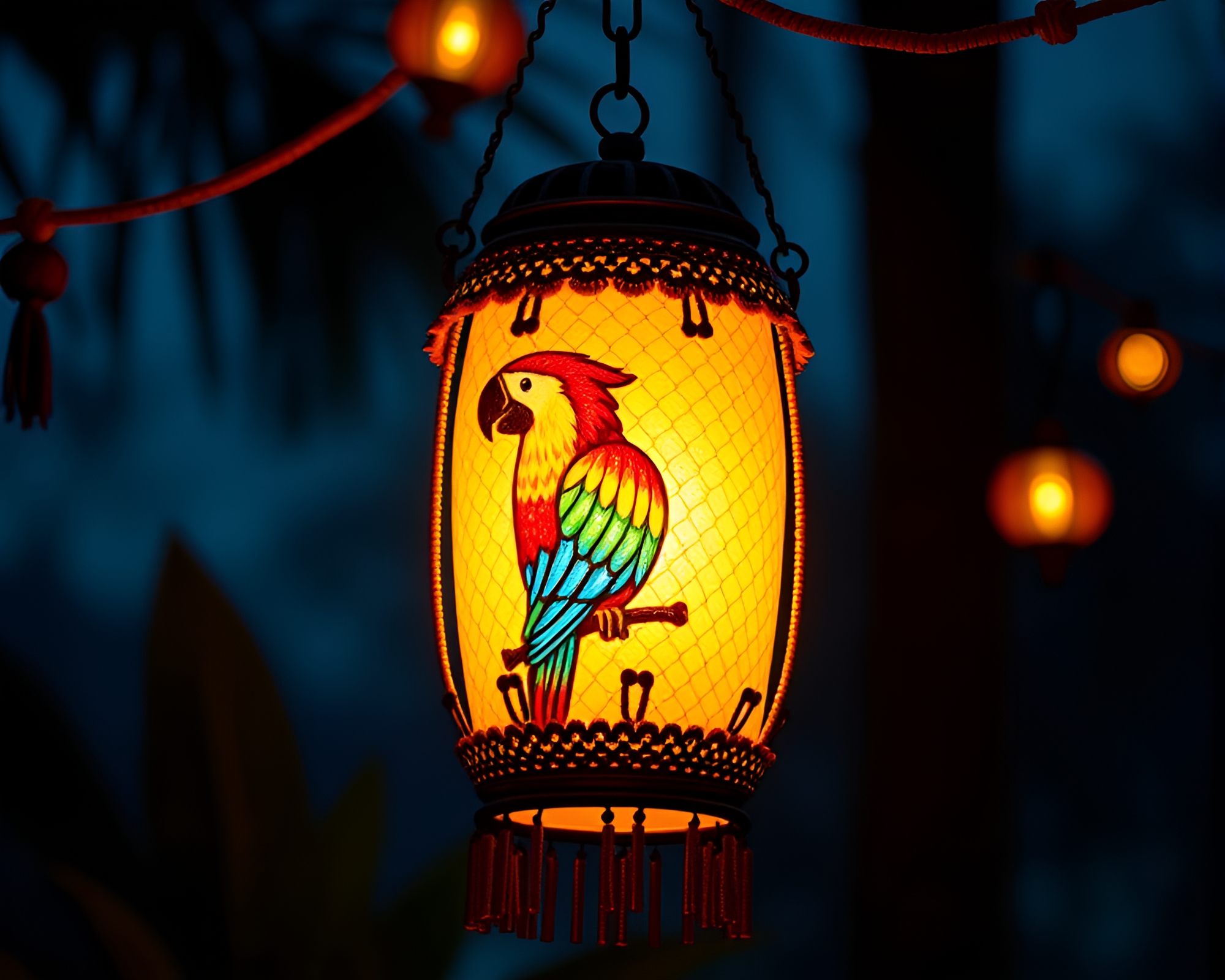 Exotic Parrot Beadwork Illuminated Fantasy Art – free AI stock image