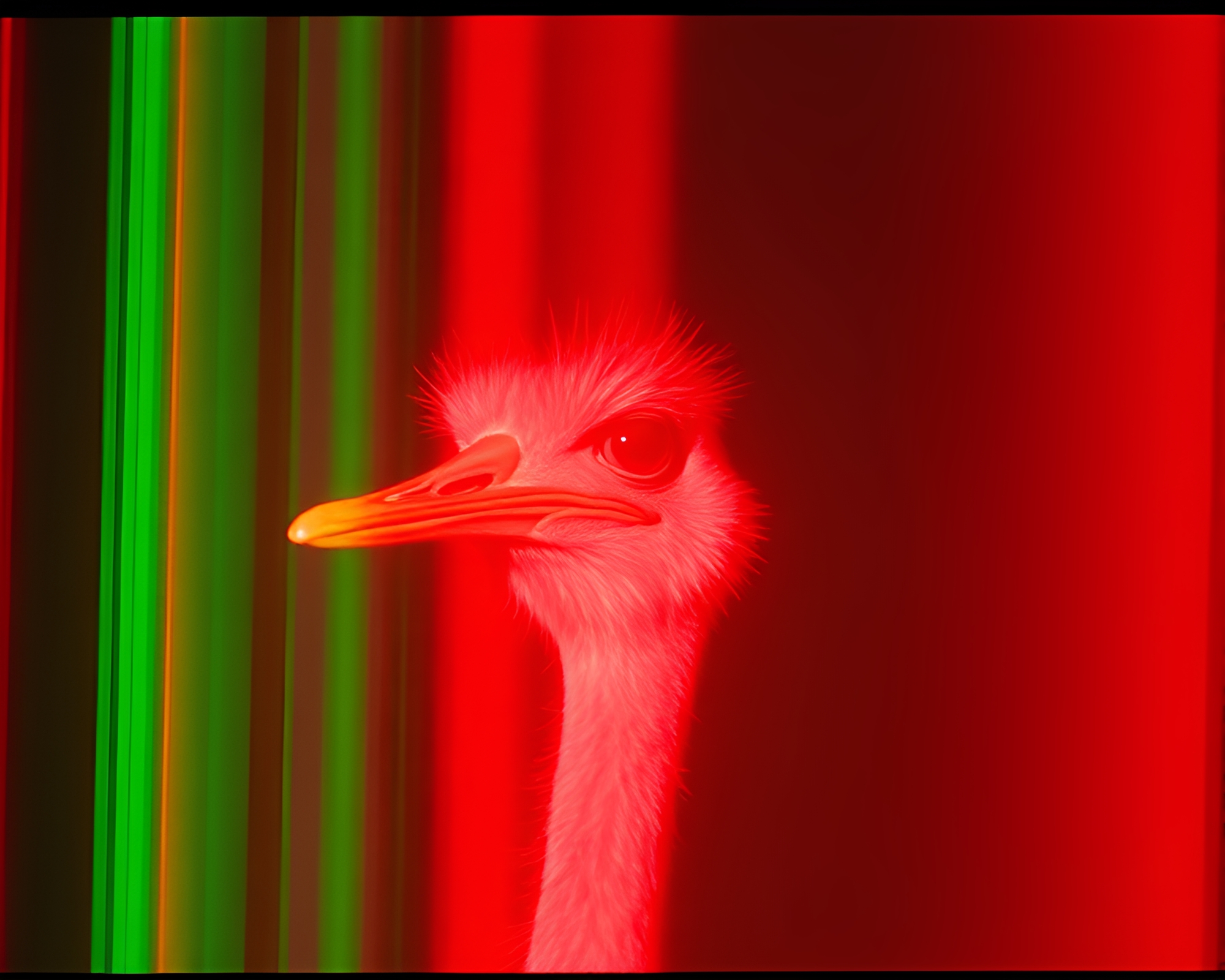 Mesmerizing Ostrich Cinemagraph with Scan Lines – free AI stock image
