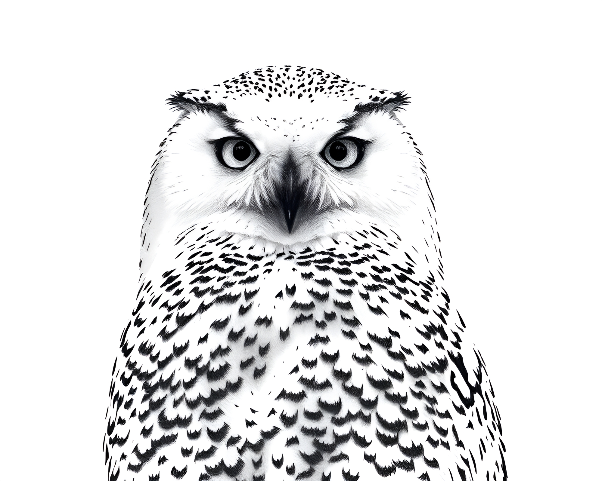 Engraved Snowy Owl Portrait with Split Toning – free AI stock image