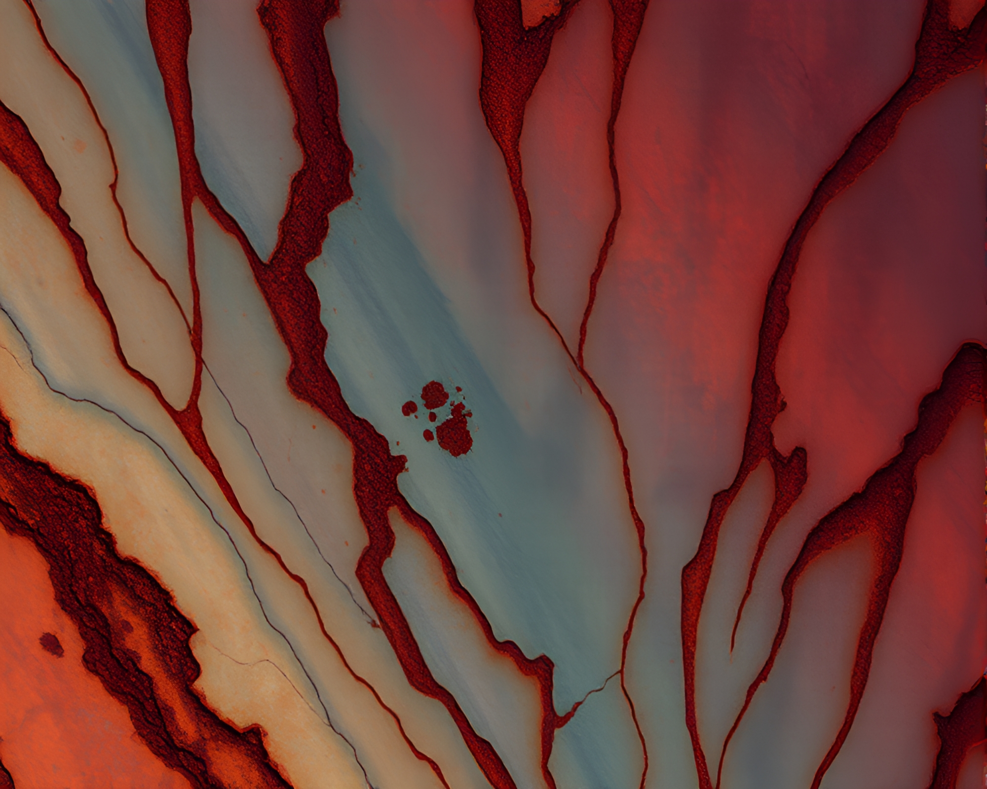 Rust Stain Cave Painting Illuminated by Jewel Tones – free AI stock image
