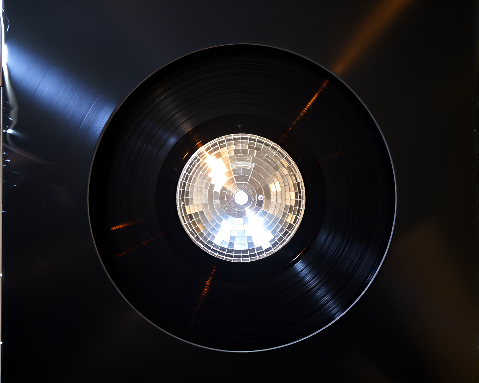 Cubist Vinyl Record Disco Ball Composition – free AI stock image