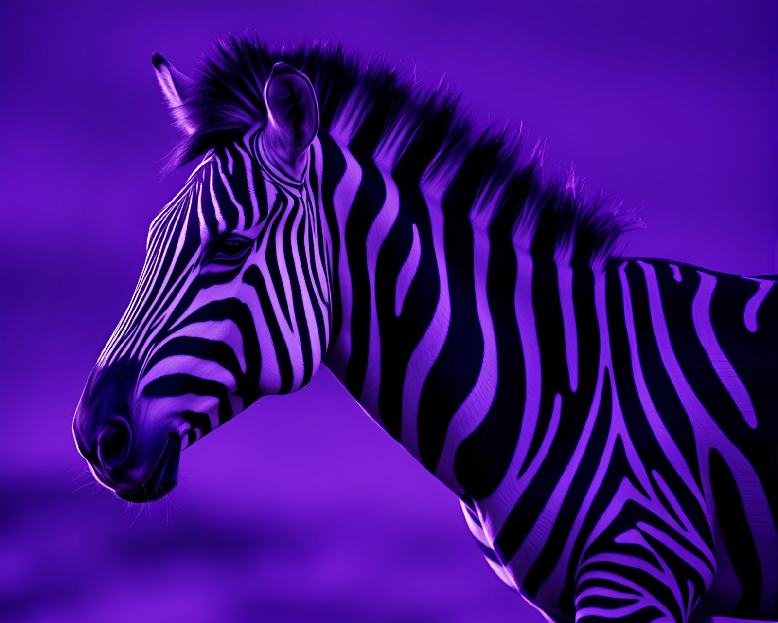 Majestic twilight zebra in dynamic motion, detailed crosshatch shading