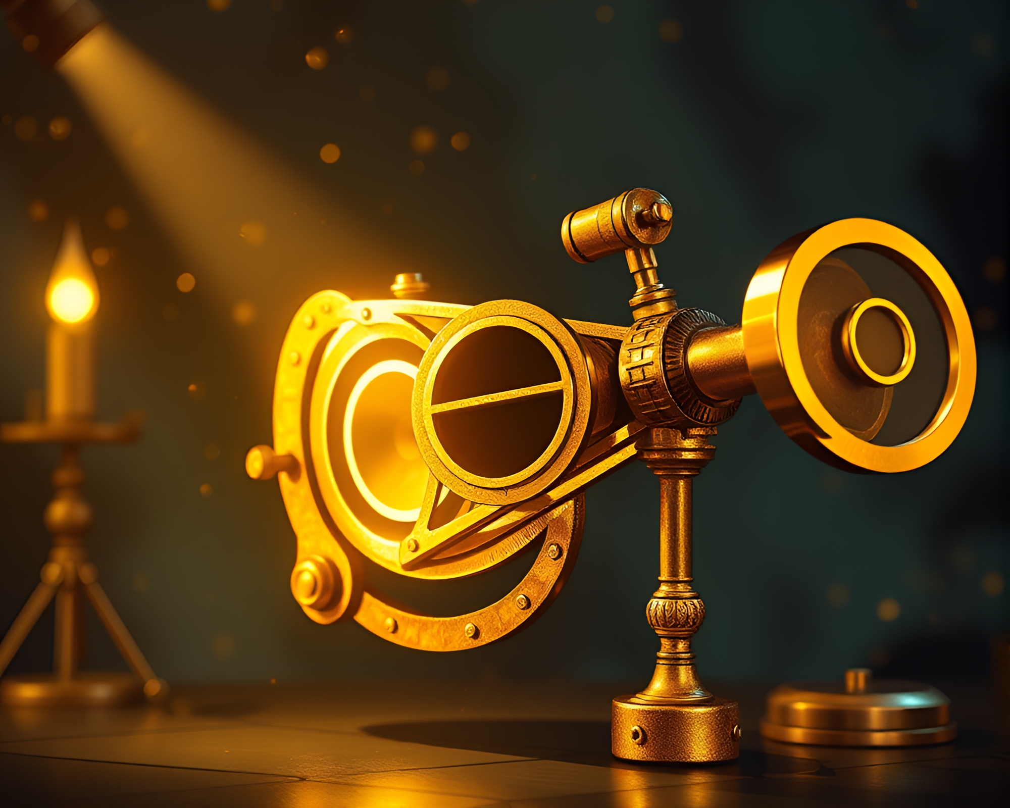Vintage Sextant with Gold Foil Accents in Cartoon Style – free AI stock image