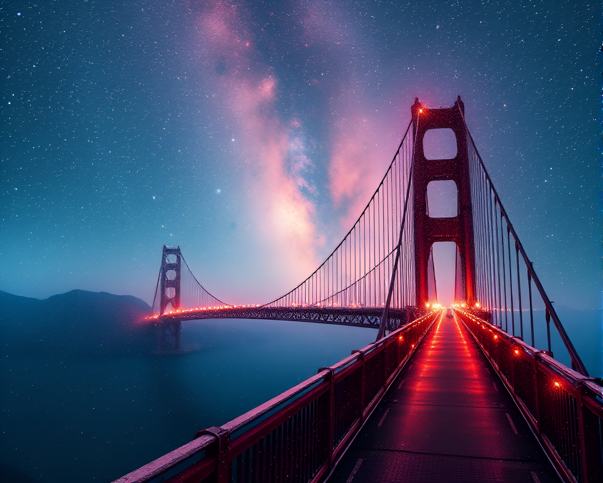 Panoramic Cosmic Bridge in AI-Generated Style – free AI stock image