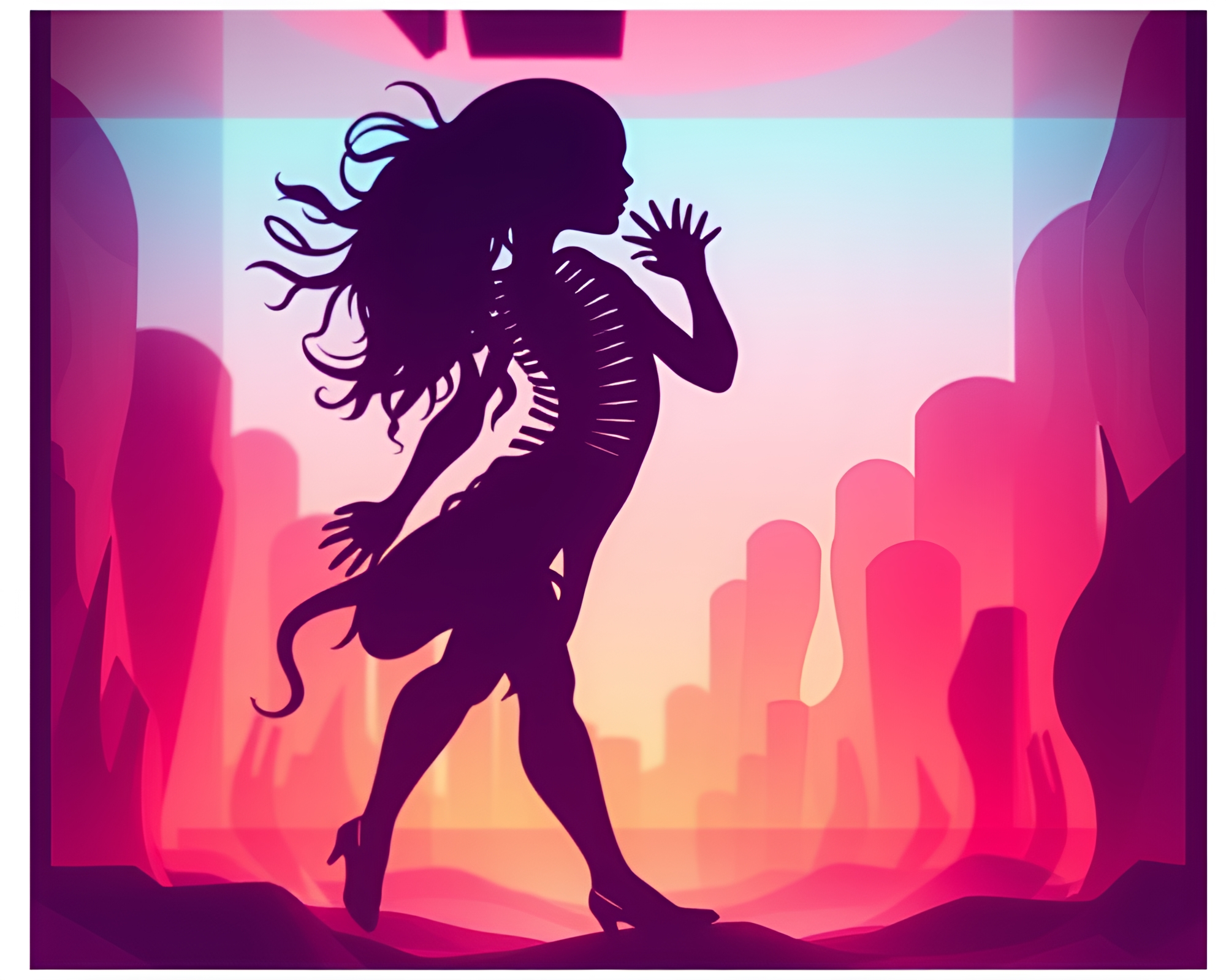 Surreal Cubist Silhouette of a 3D Bio-Printer – free AI stock image