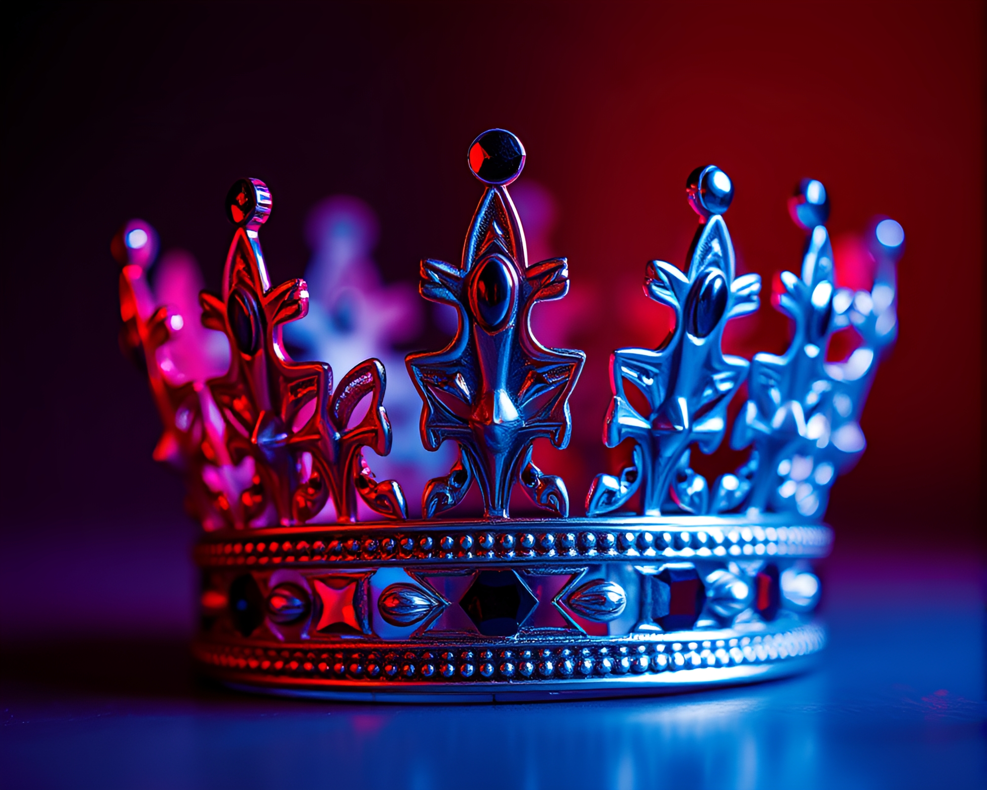 Regal Crown in Duotone Hues Photorealistic Composition – free AI stock image