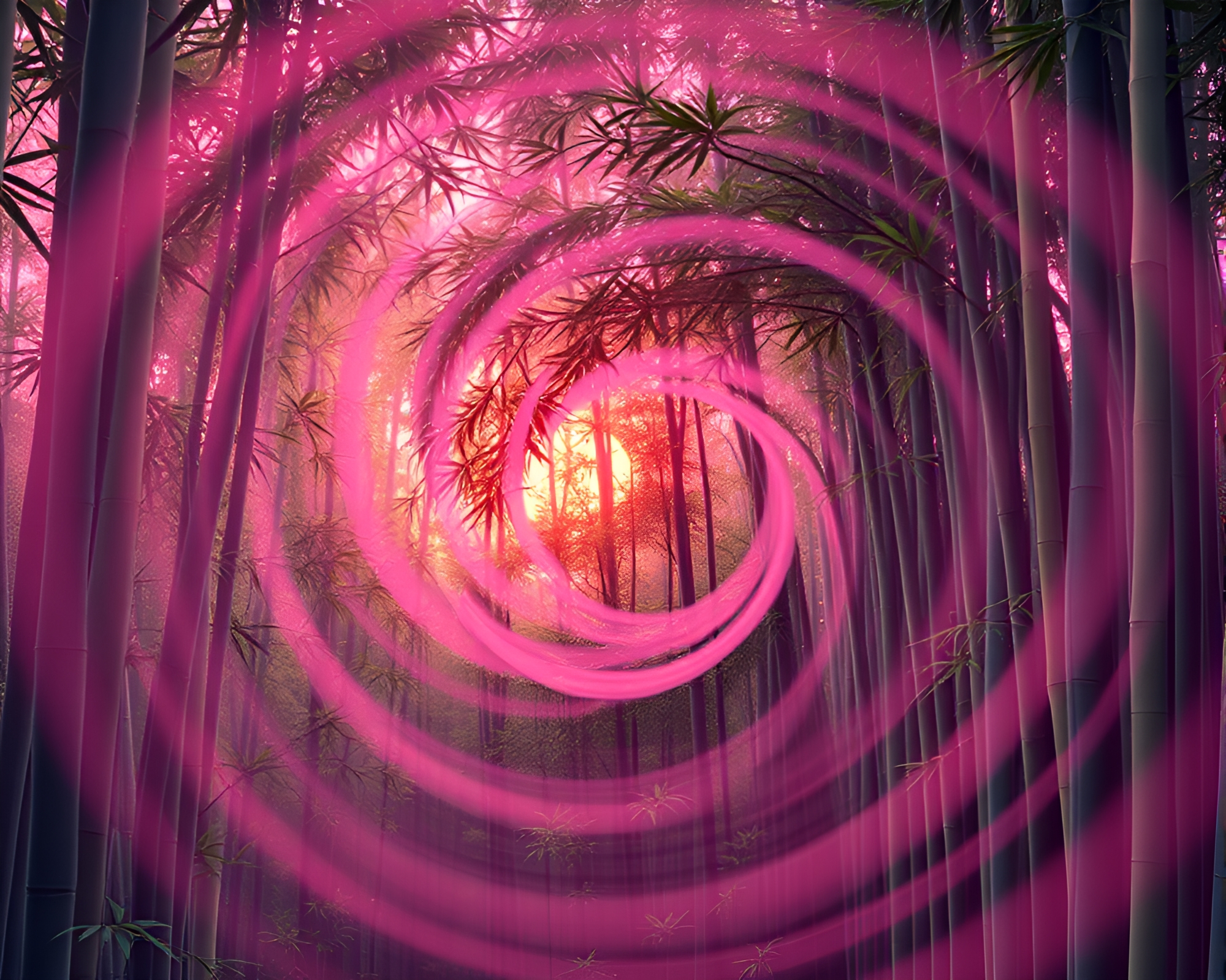 Bamboo Vortex at Sunrise – free AI stock image