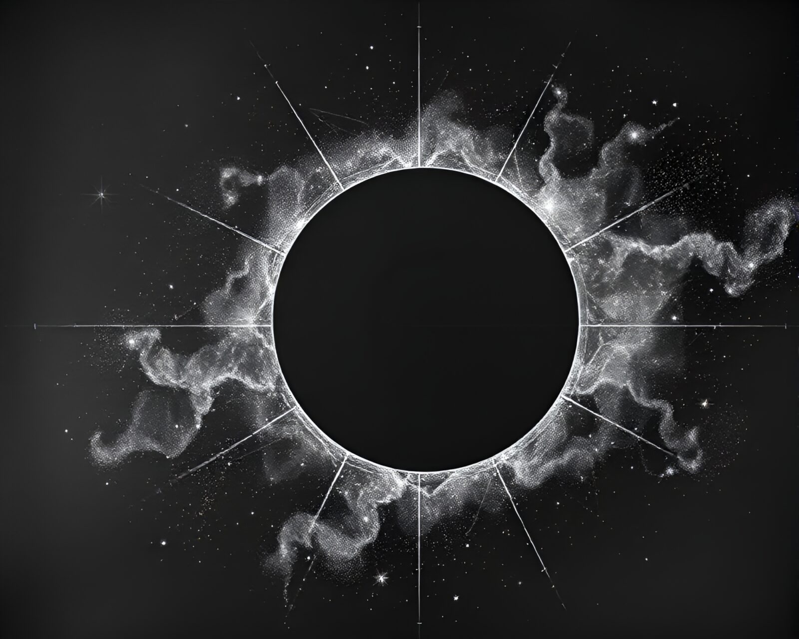 Grid overlay pattern with celestial nebula in chalk drawing