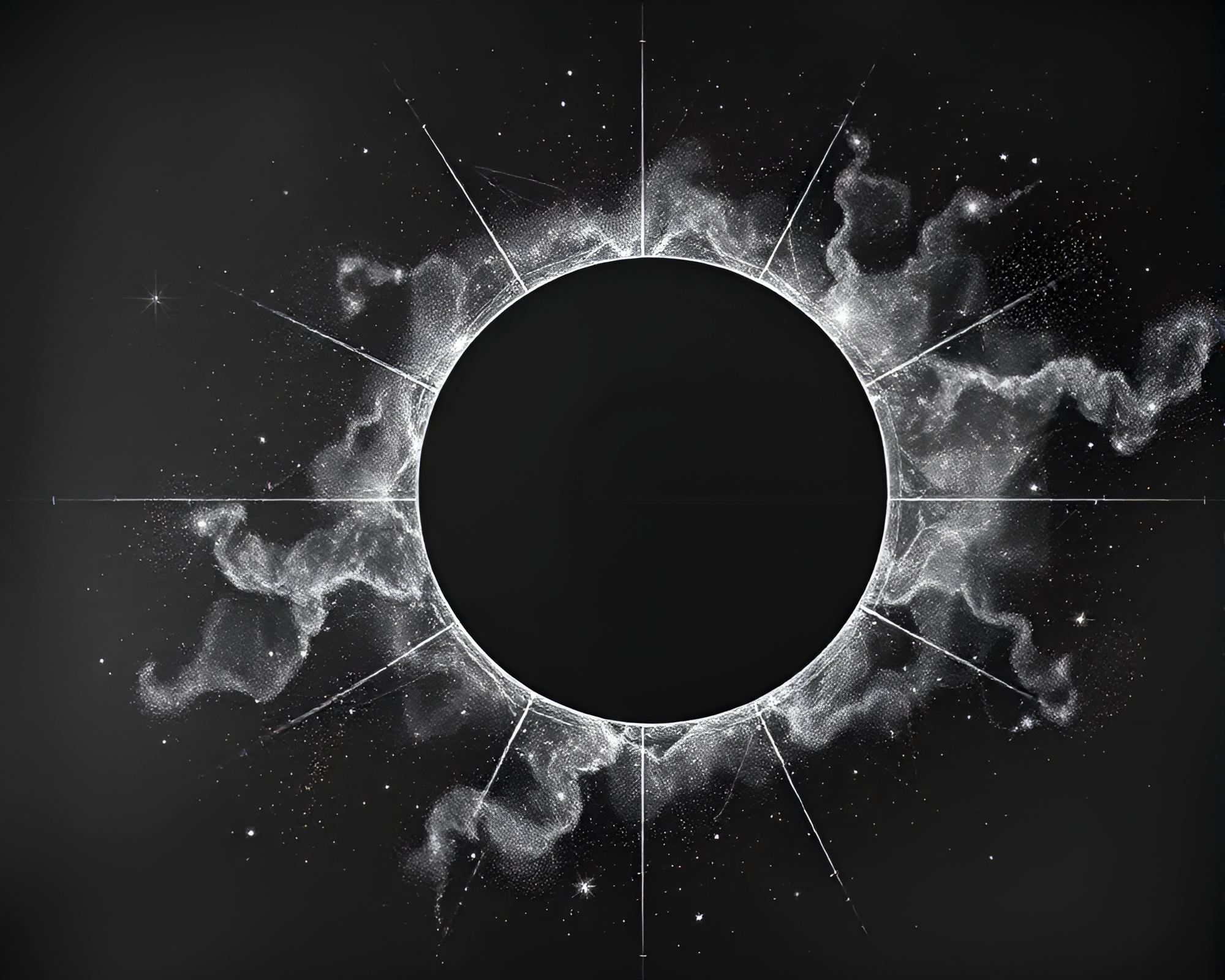 Celestial Eclipse Grid Overlay Chalkboard Drawing Concept – free AI stock image