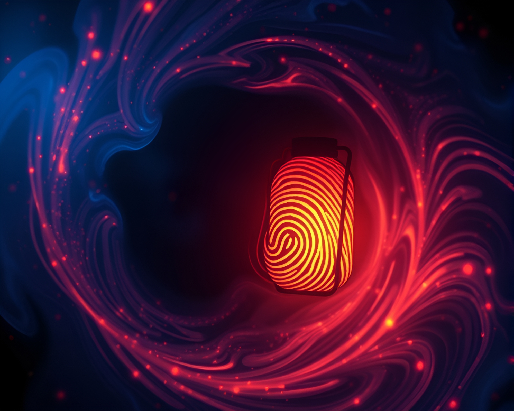 Enigmatic Oil Lantern Illuminated by Fingerprint Swirls – free AI stock image