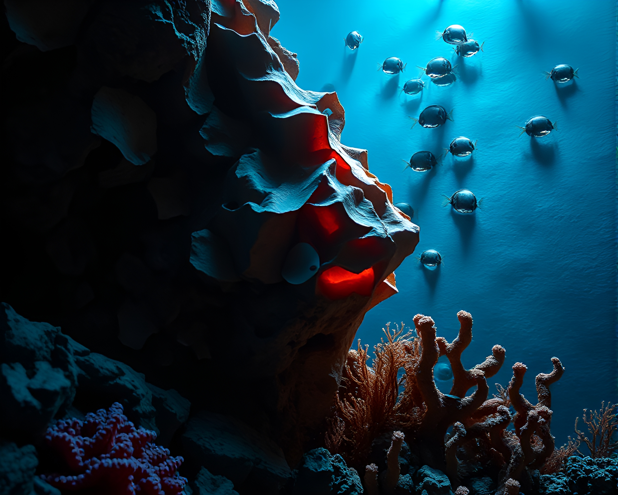 Paper Tears of the Underwater Reef Drama – free AI stock image
