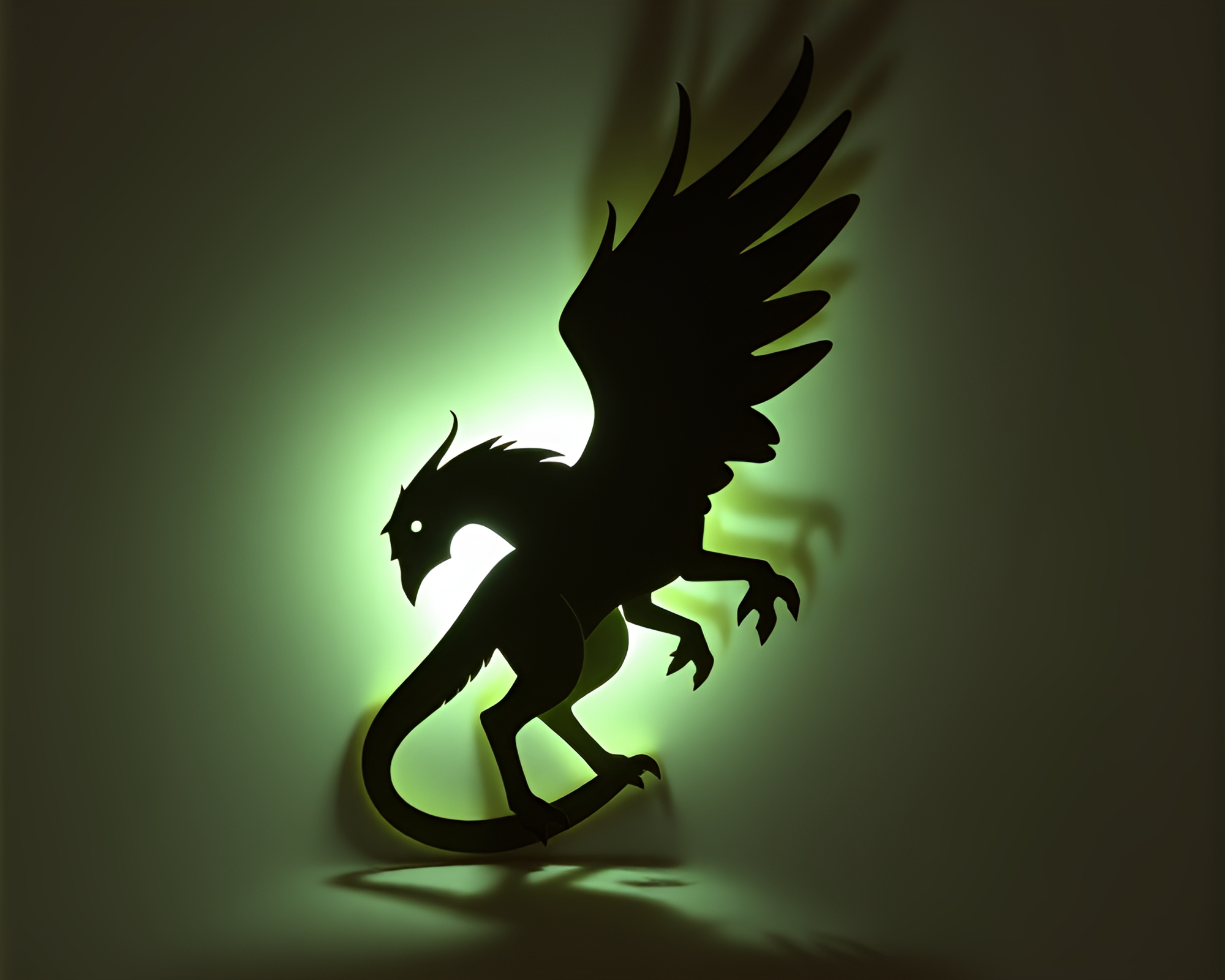 Gryphon Silhouette in Digital Noise with Hard Shadows – free AI stock image