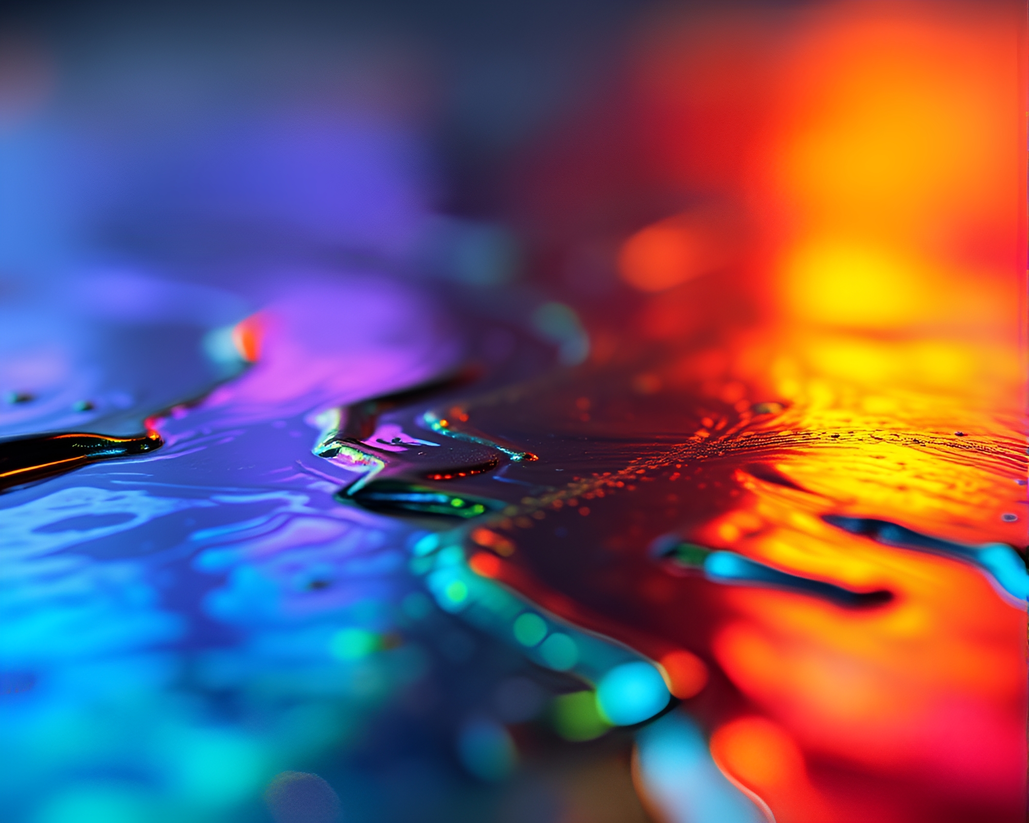 Oil Slick Rainbow Plateau Vista with Miniature Effect – free AI stock image