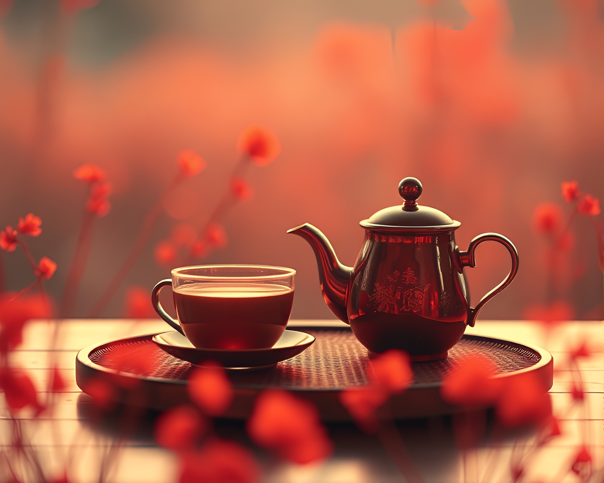 Whimsical Tea Party in Infrared Chaos – free AI stock image