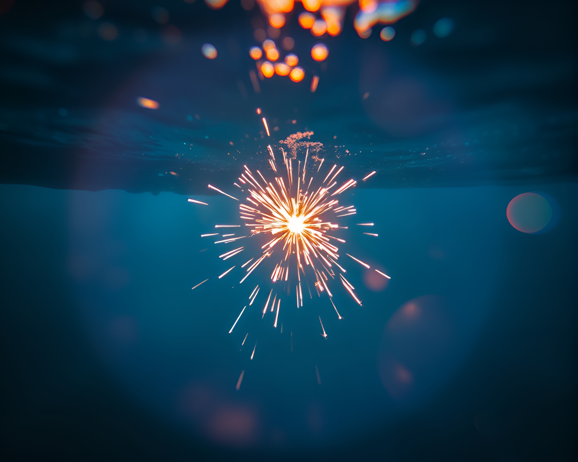Sparkler Trails Illuminating Underwater Dome with Color Splash – free AI stock image