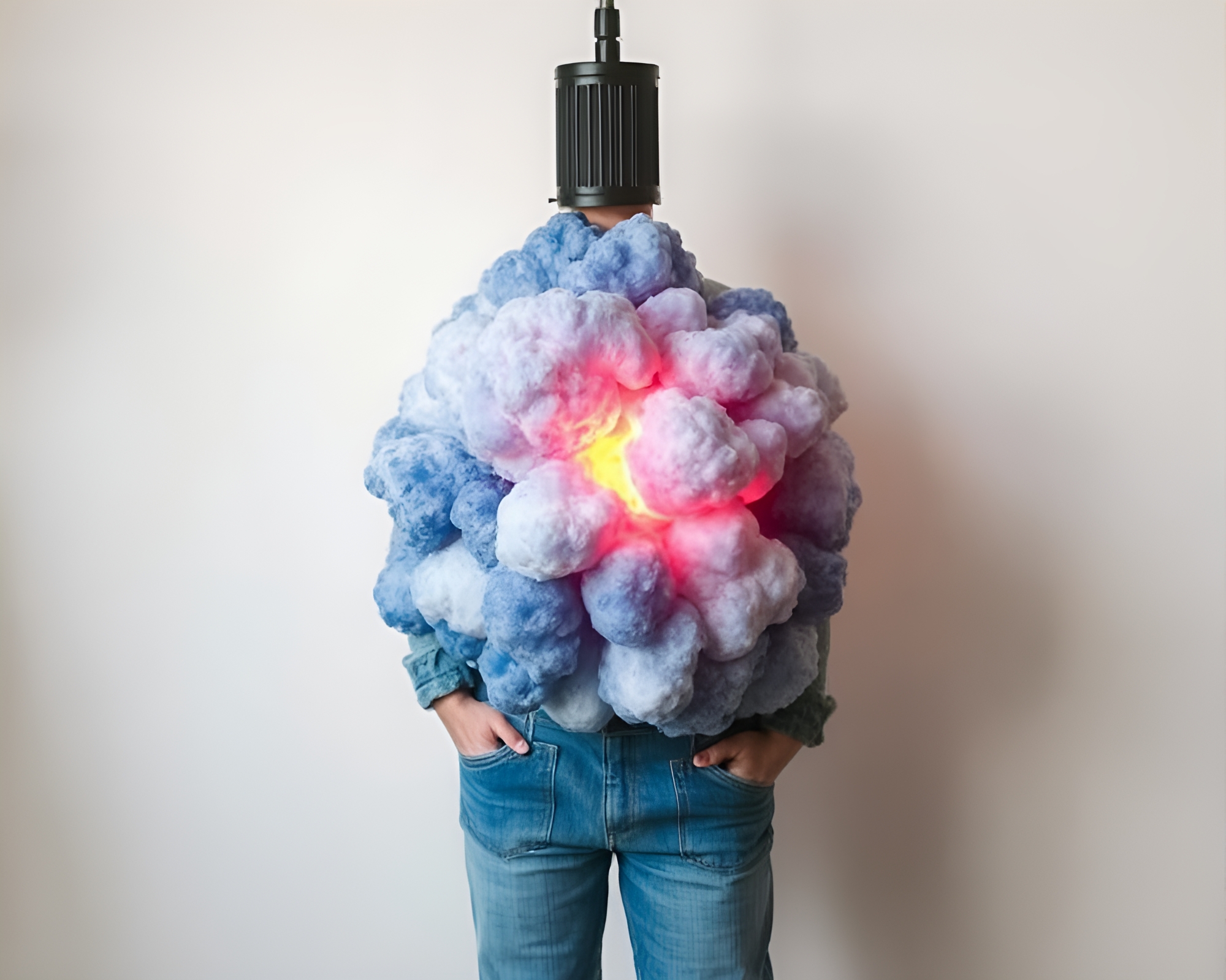 Explosion Lamp in Faded Denim Dripped Paint Style – free AI stock image
