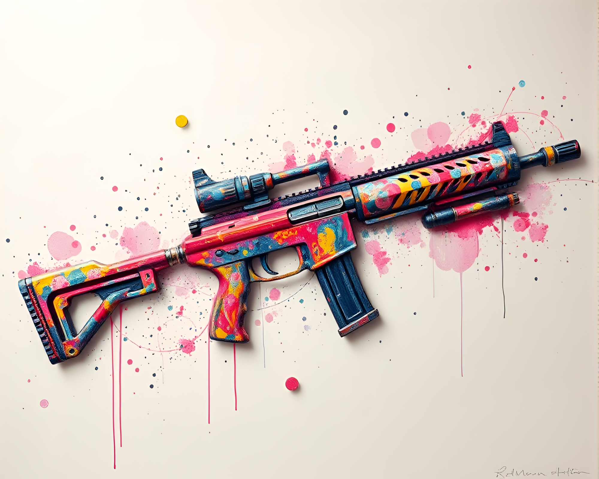 Plasma Rifle Fragmented Mosaic in Planetary Pastel Splatter Art – free AI stock image