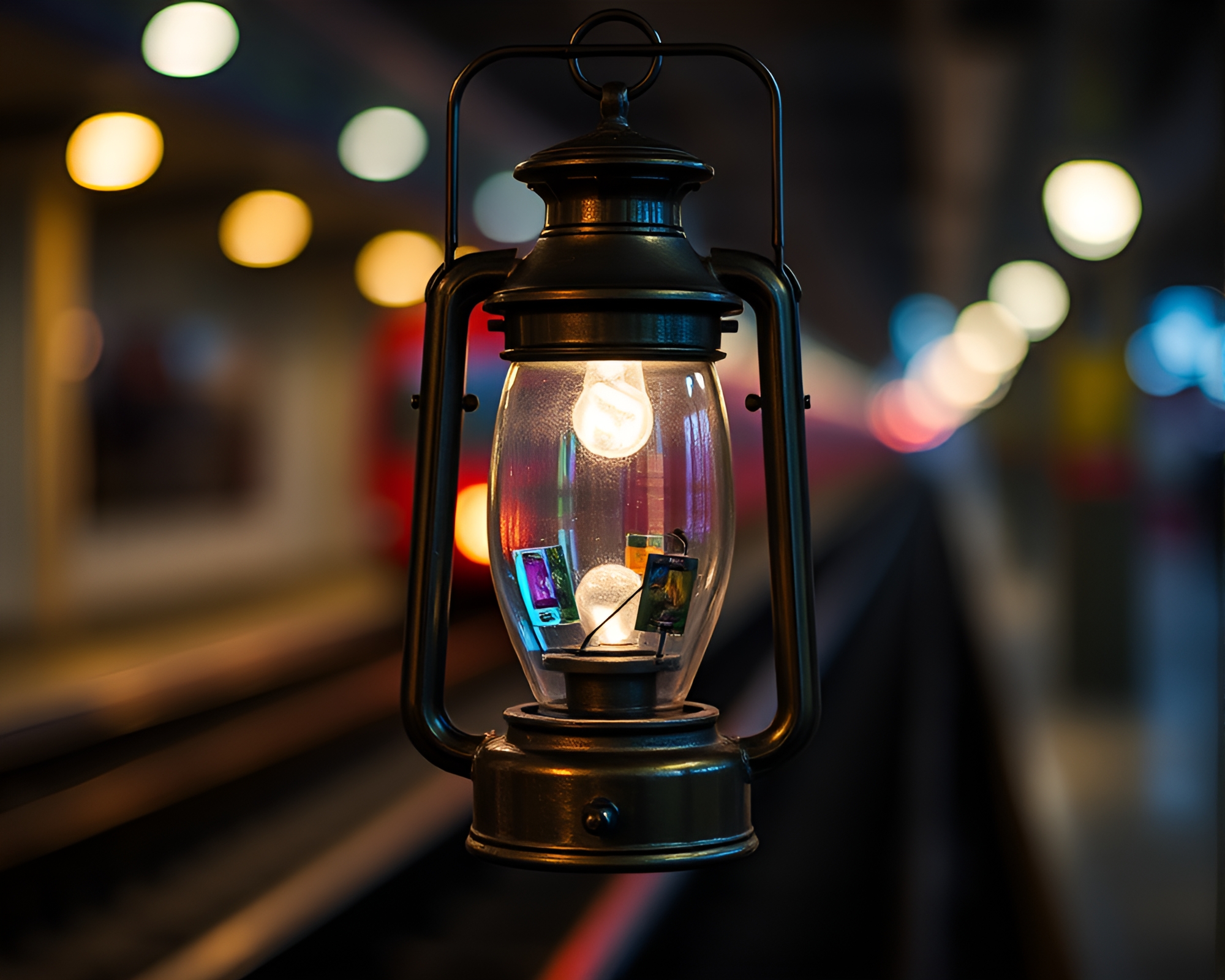 Prism Train Lantern Miniature – free AI stock image