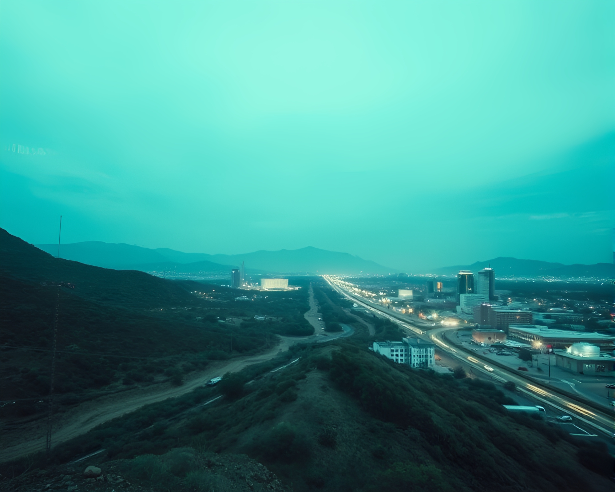Surreal Phoenix Rising in Turquoise Film Noir Scene – free AI stock image