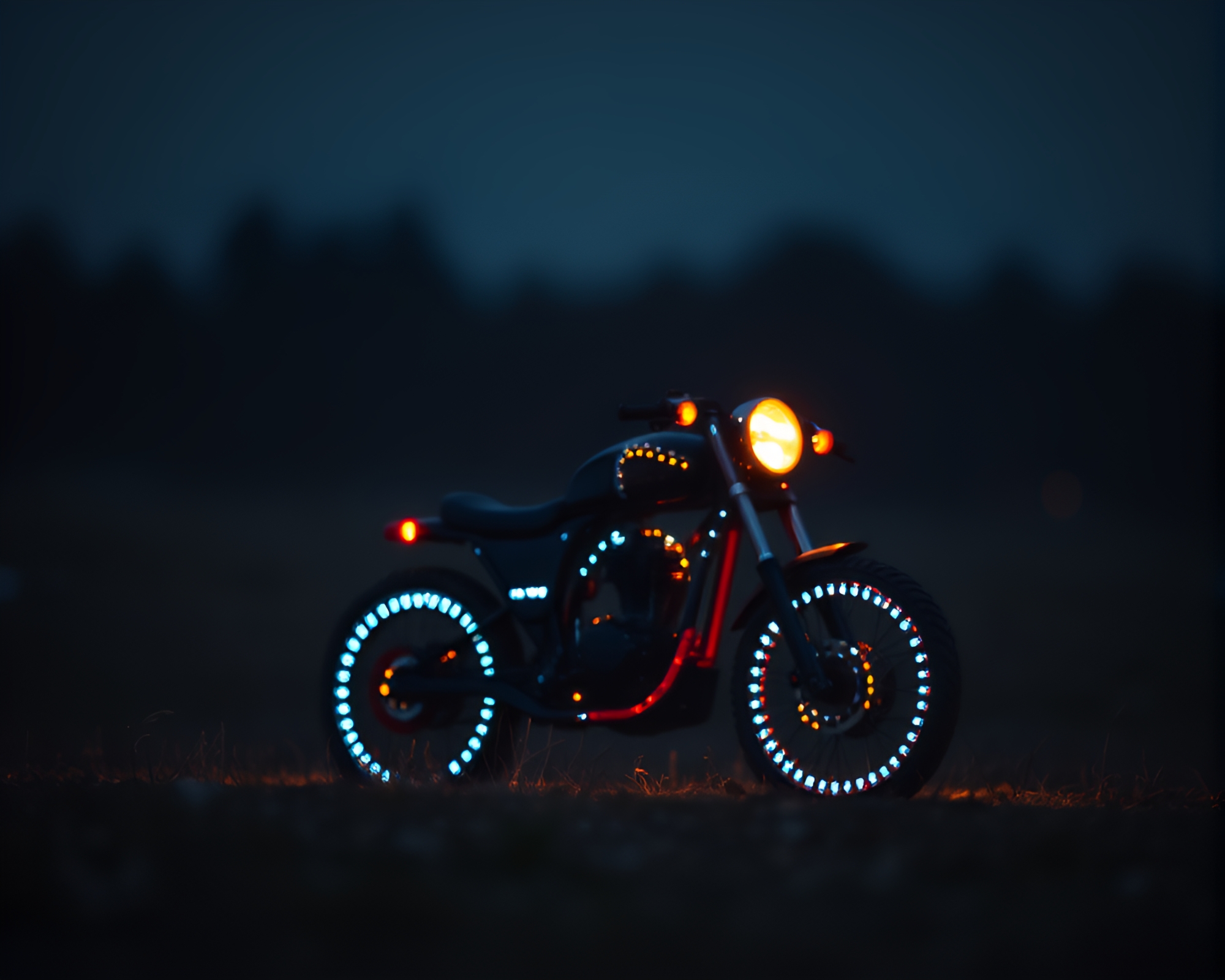 Pointillist Hoverbike Roasting Marshmallows by the Fire – free AI stock image
