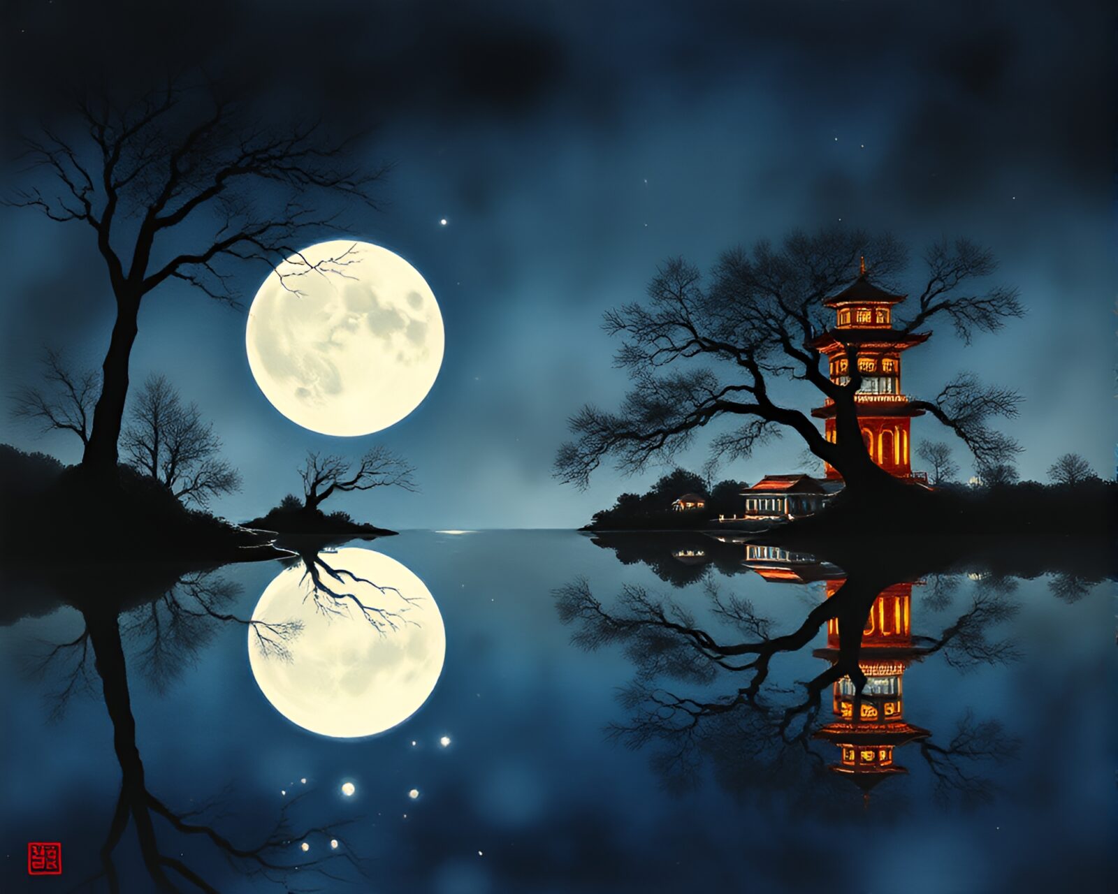 Elegant vase with intricate designs under moonlight glow