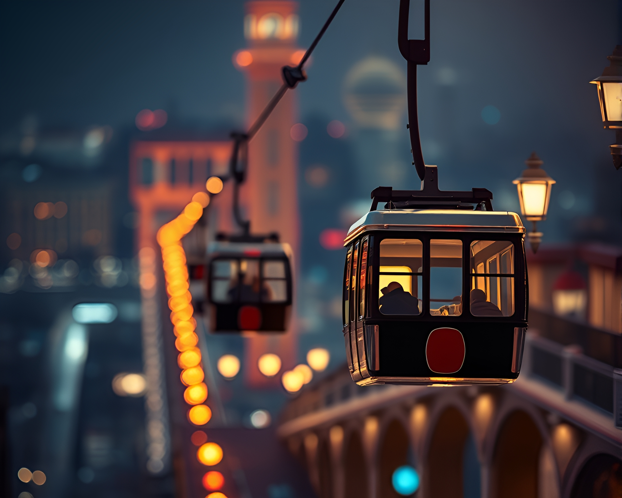 Nighttime Cityscape: Gondola Fashion Fantasy – free AI stock image