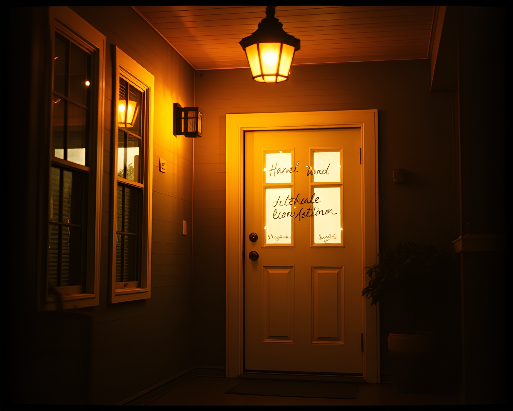 Handwritten letter bathed in warm porchlight under x-ray view with light leaks – free AI stock image